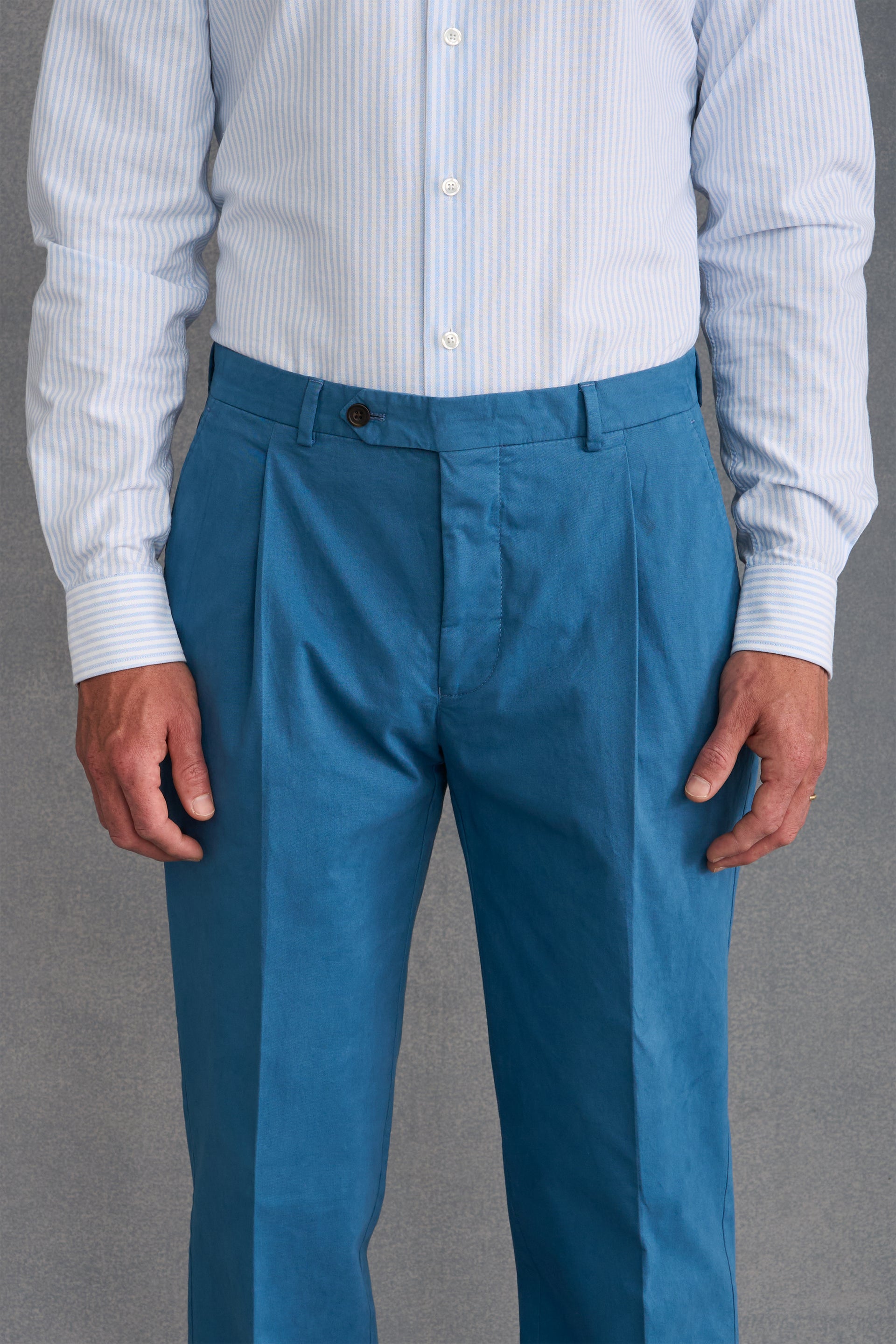 Blue Single Pleat Chinos