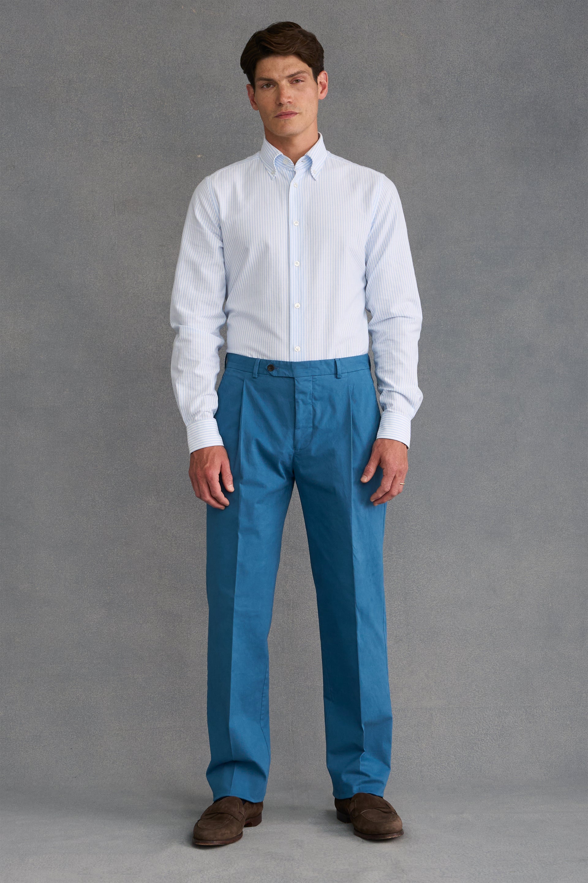 Blue Single Pleat Chinos