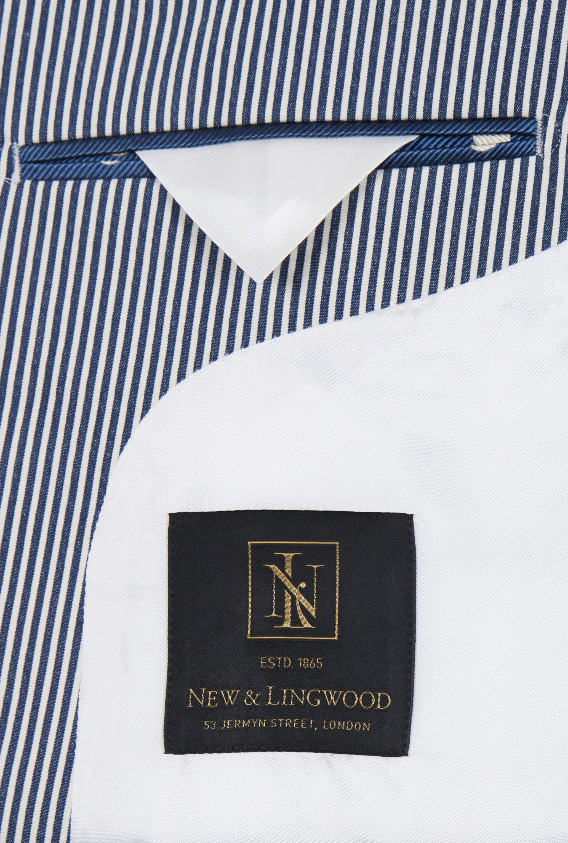 Navy & White Stripe Single Breasted Seersucker Jacket