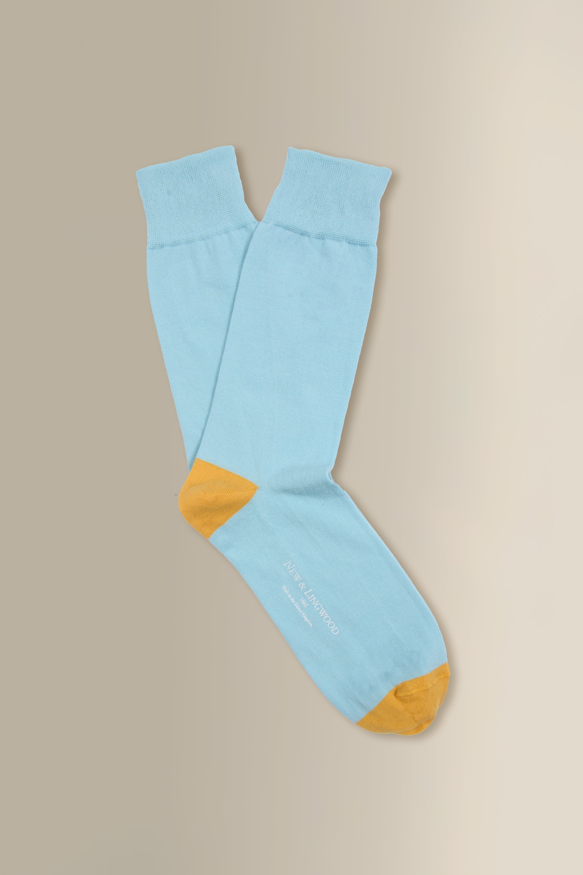 Sky & Yellow Heel Toe Mid Calf Cotton Socks