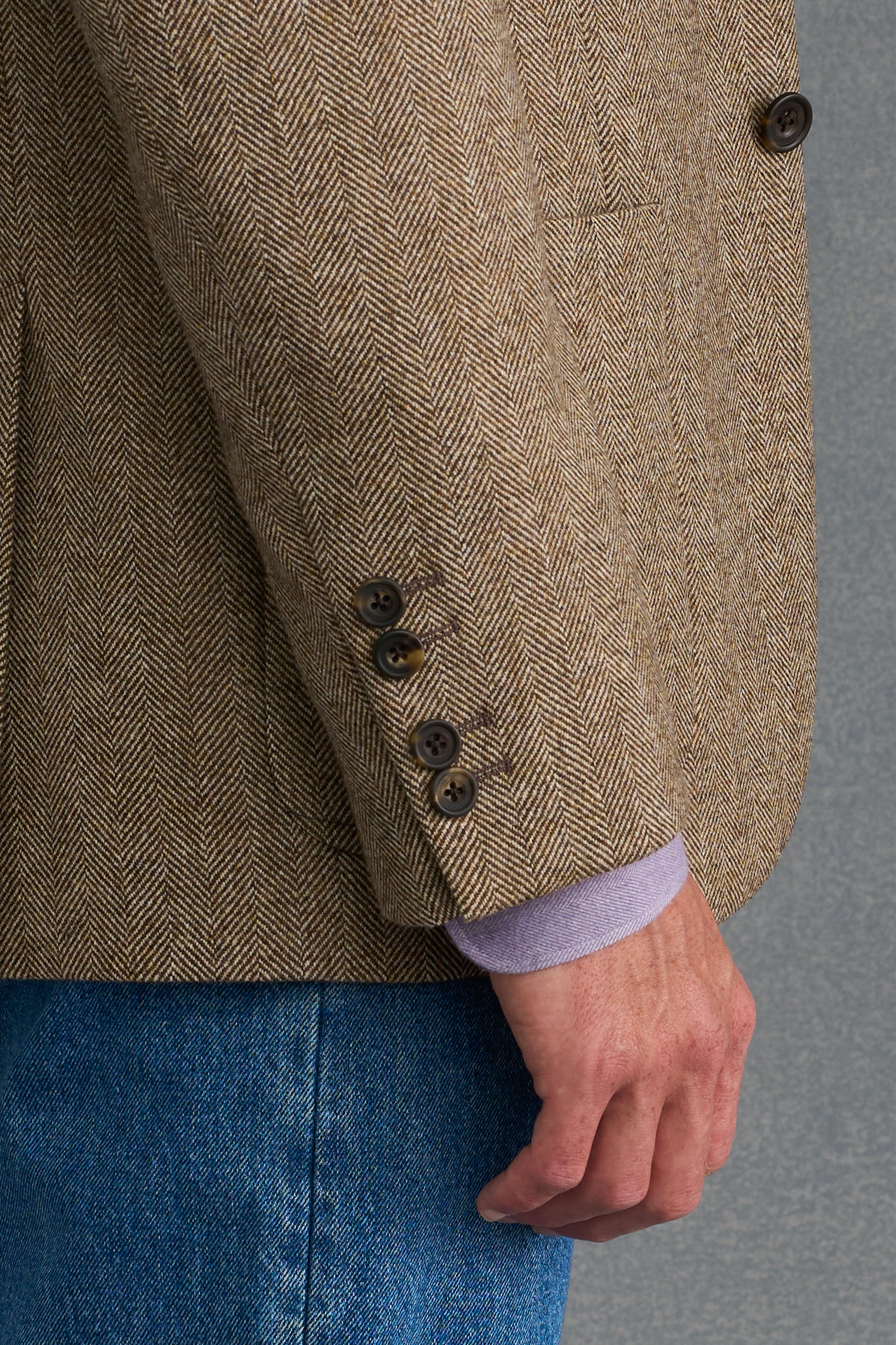 Brown Herringbone Single Breasted Jacket