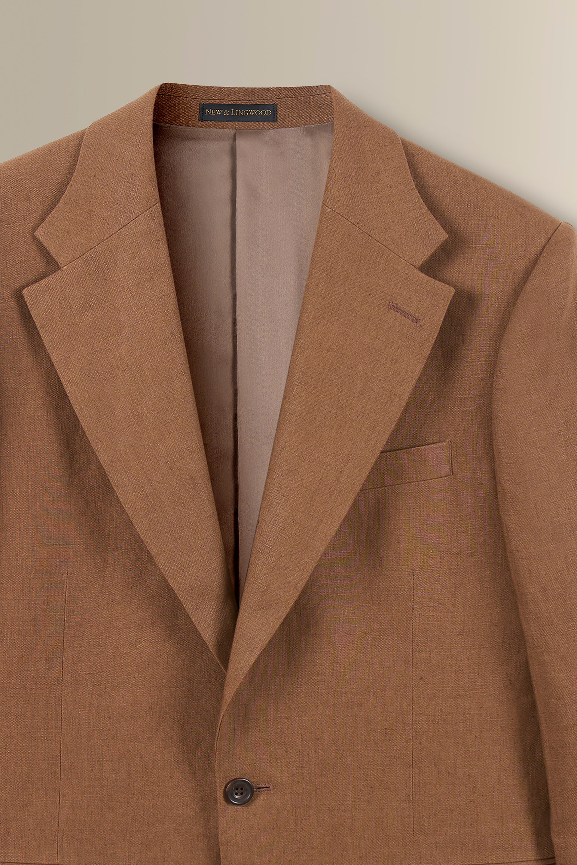 Brown Single Breasted House Cut Linen Blazer