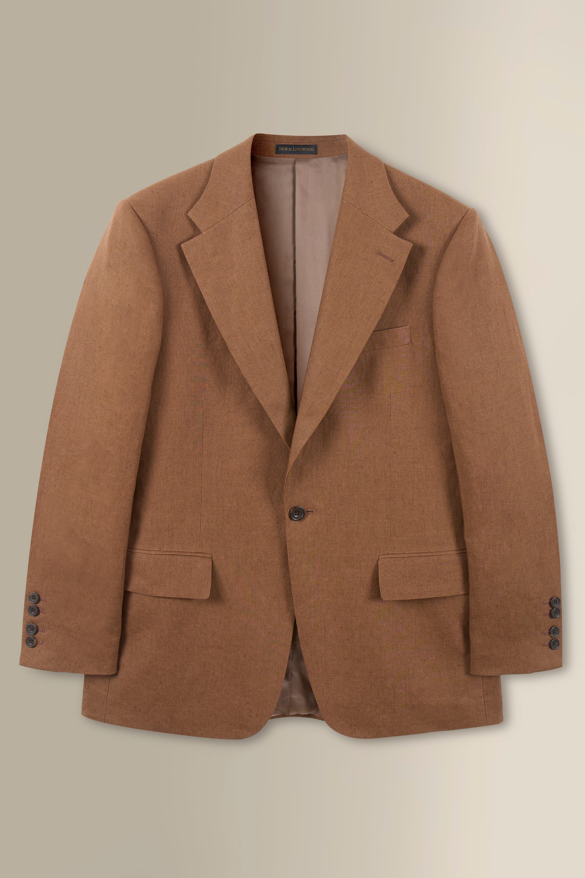 Brown Single Breasted House Cut Linen Jacket