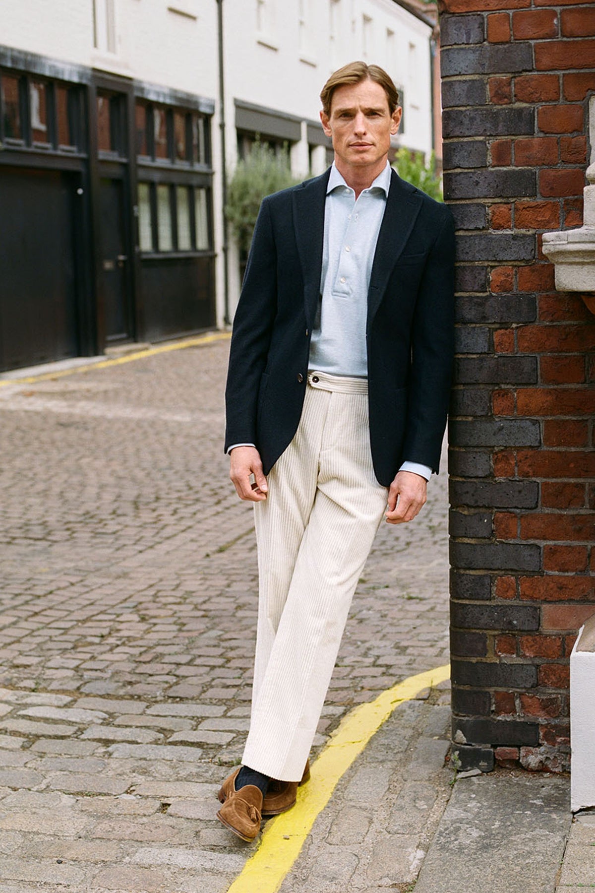 Navy Single Breasted Cashmere Jersey Jacket