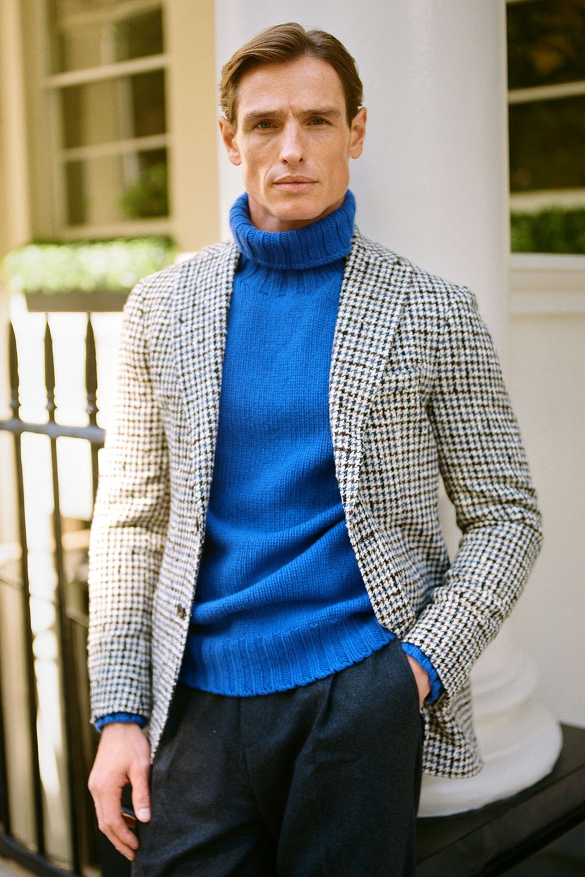 Cobalt Lambswool Roll Neck Jumper