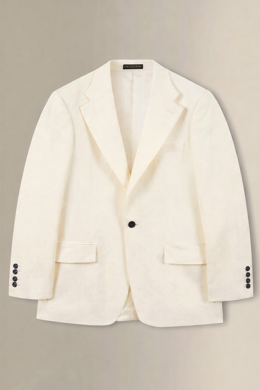 Cream Single Breasted House Cut Linen Jacket