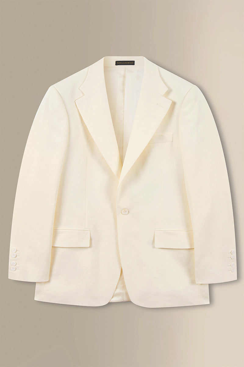 Cream Single Breasted House Cut Linen Jacket