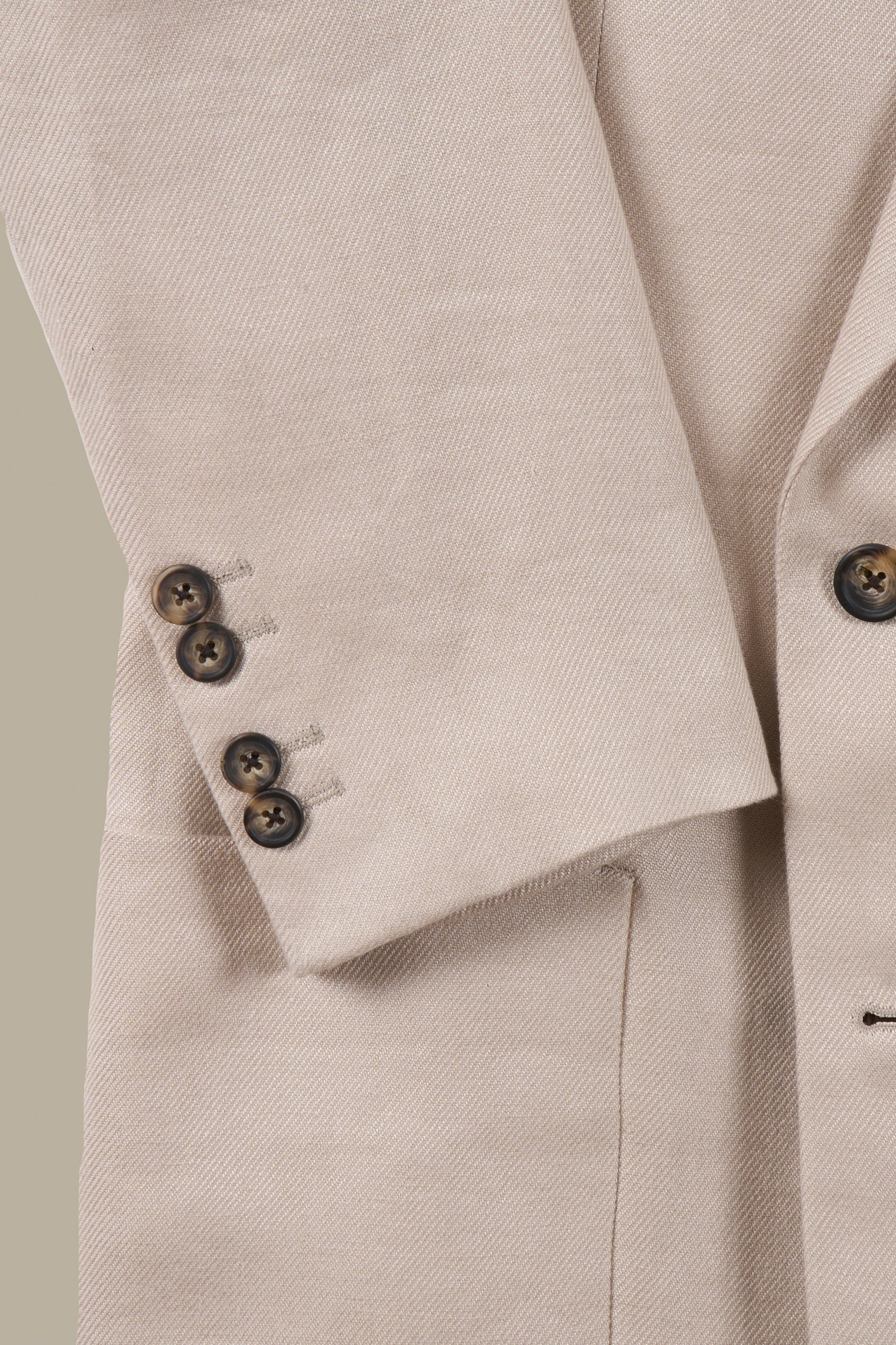 Cream Double Breasted Linen Twill Jacket