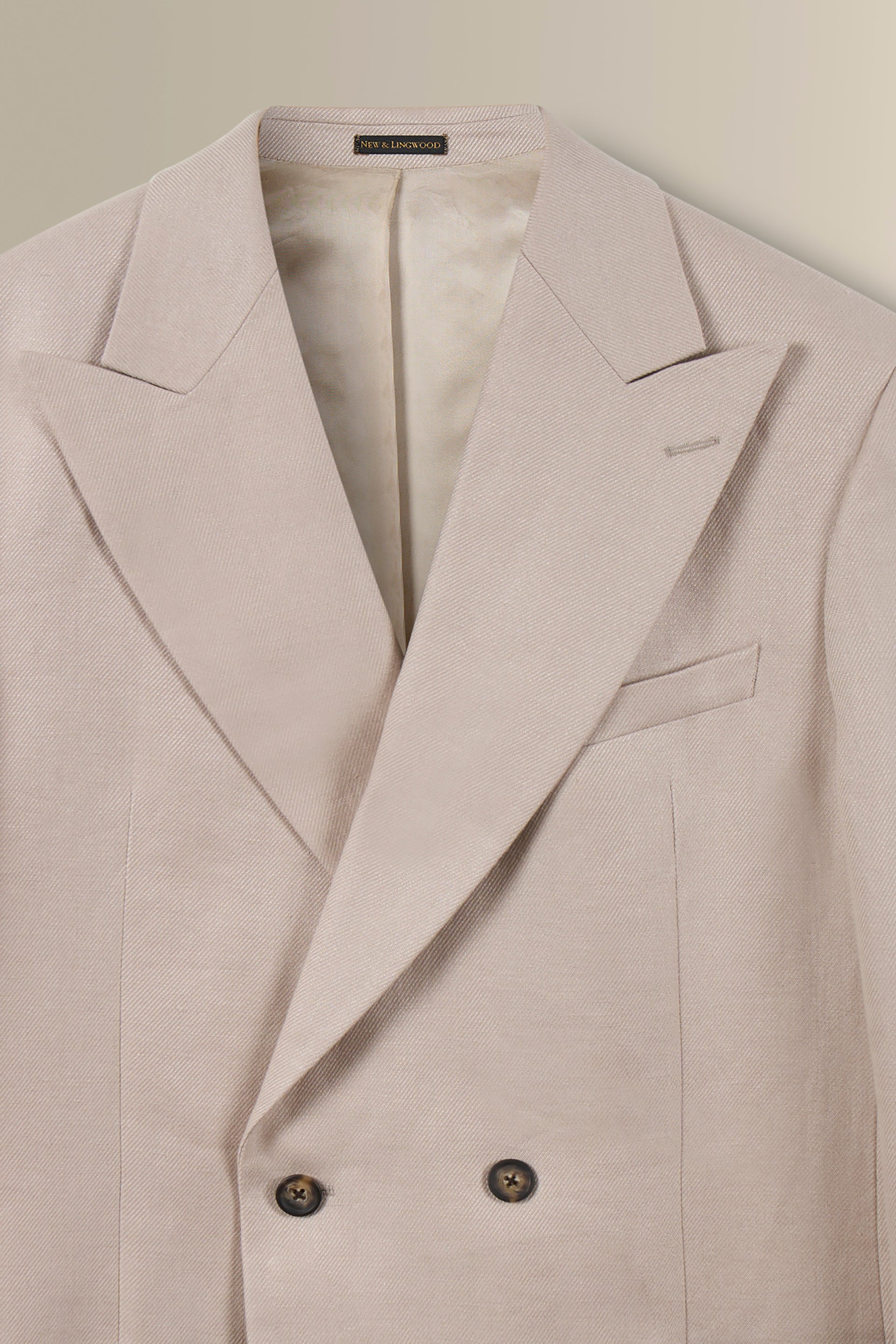 Cream Double Breasted Linen Twill Jacket