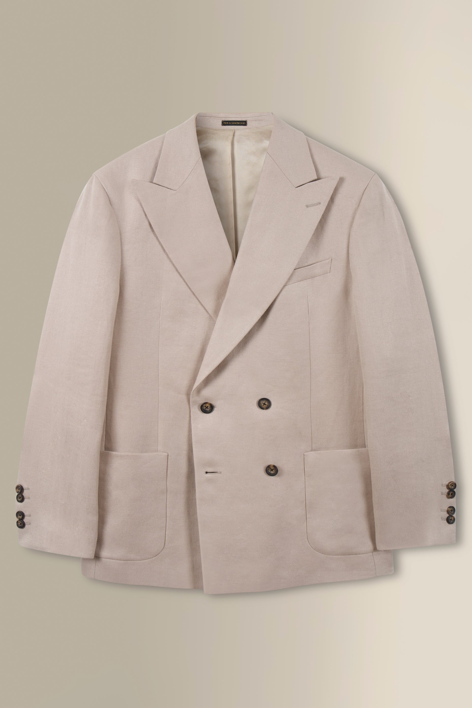 Cream Double Breasted Linen Twill Jacket