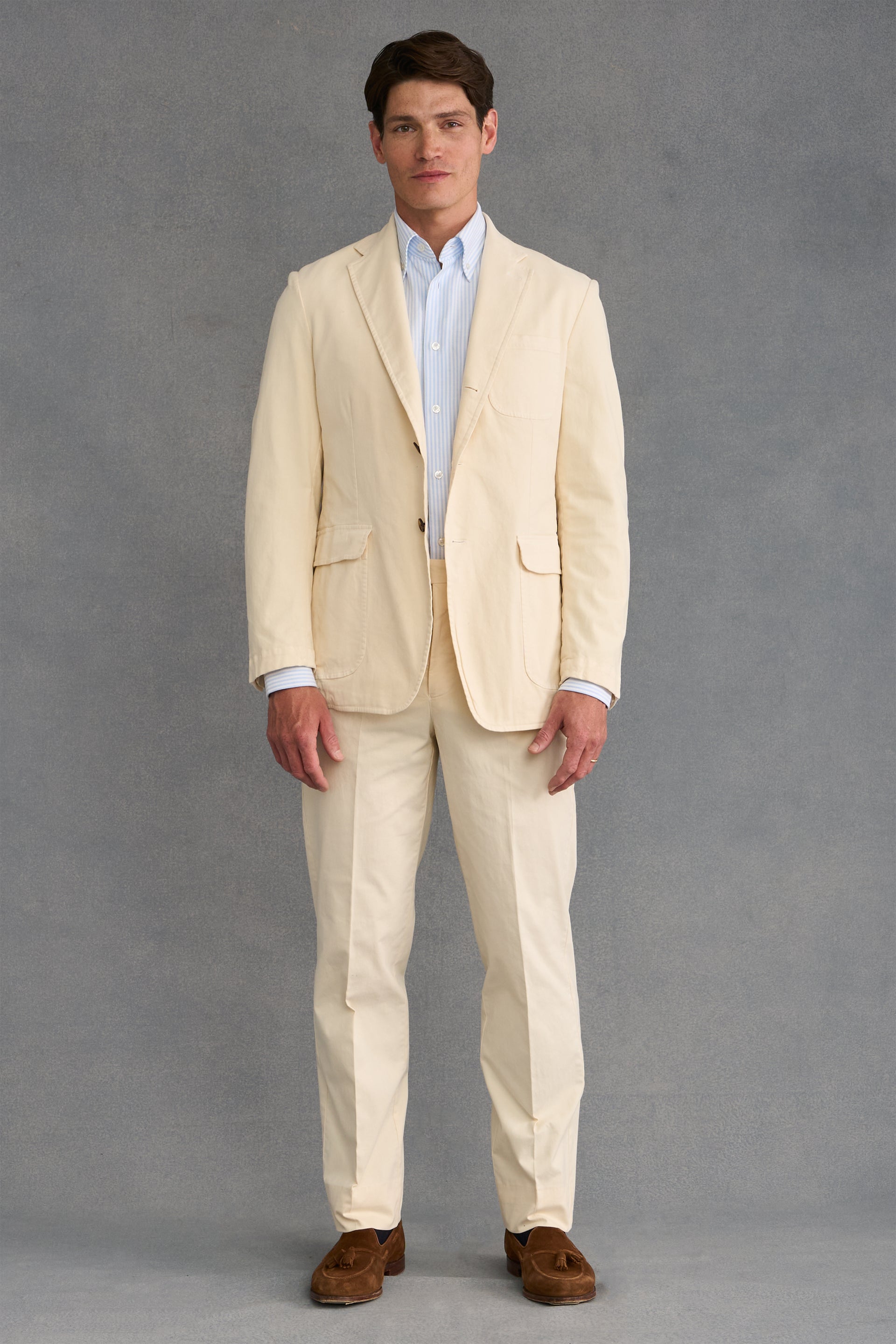 Cream Garment Dyed Single Breasted Jacket