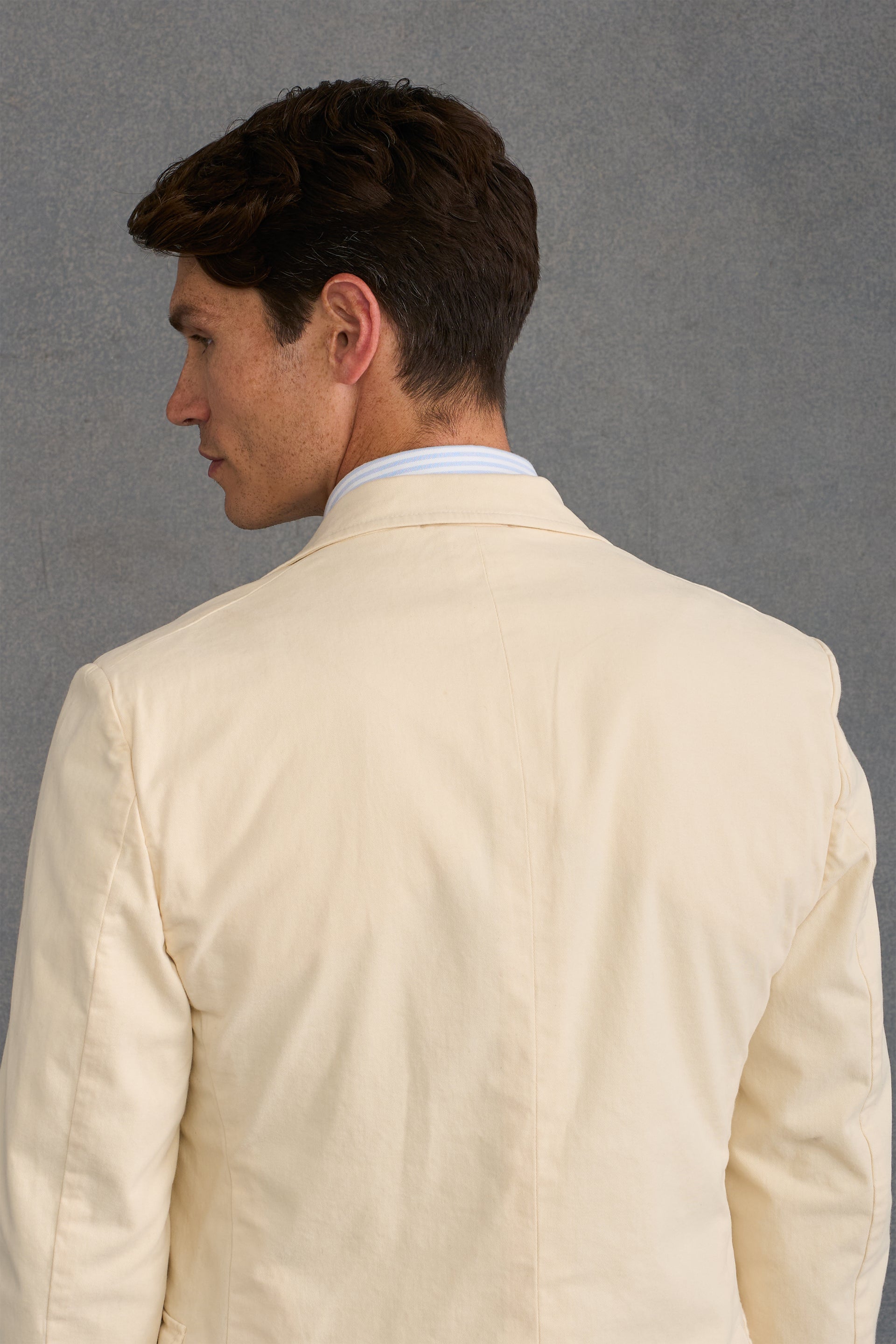 Cream Garment Dyed Single Breasted Jacket