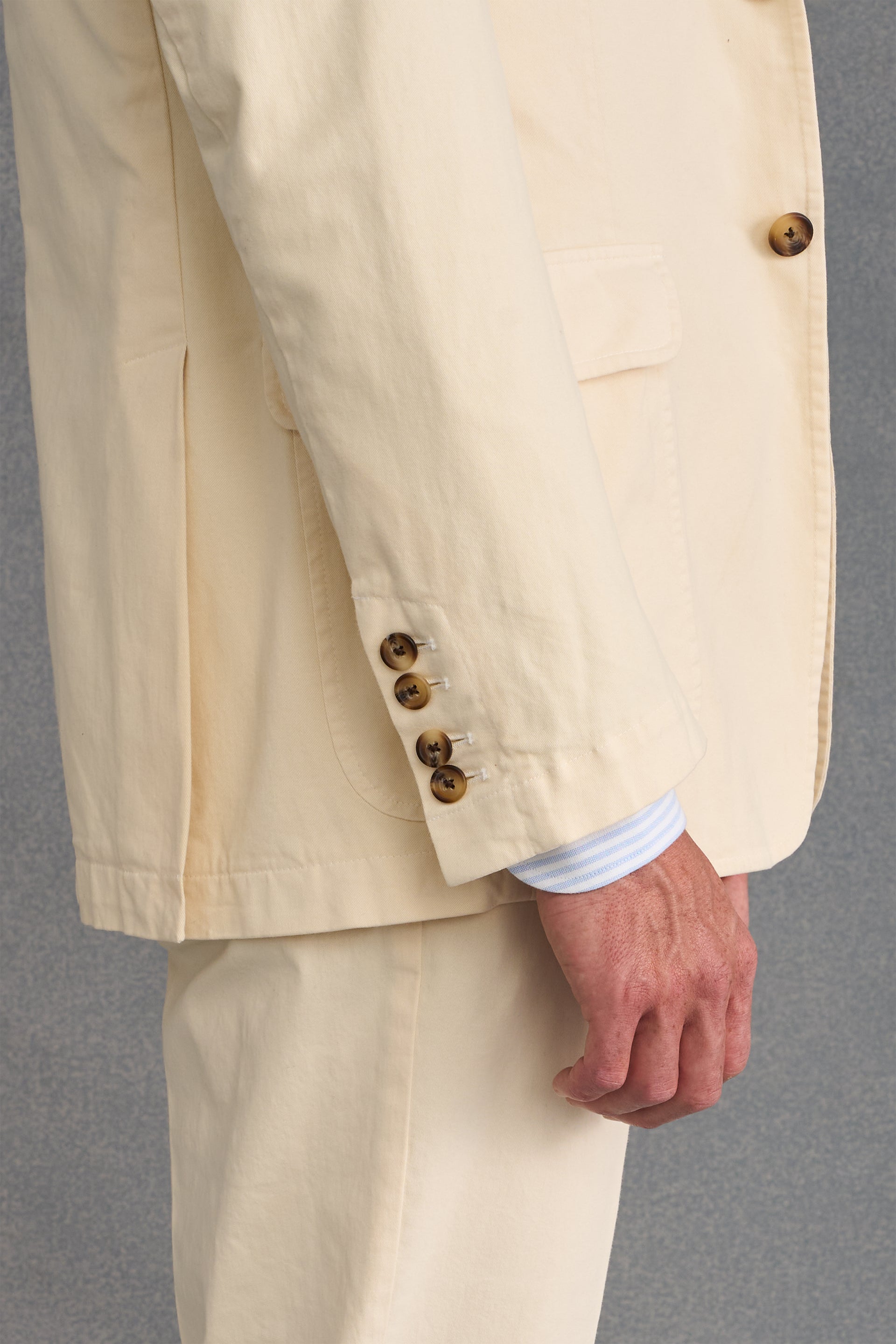 Cream Garment Dyed Single Breasted Jacket