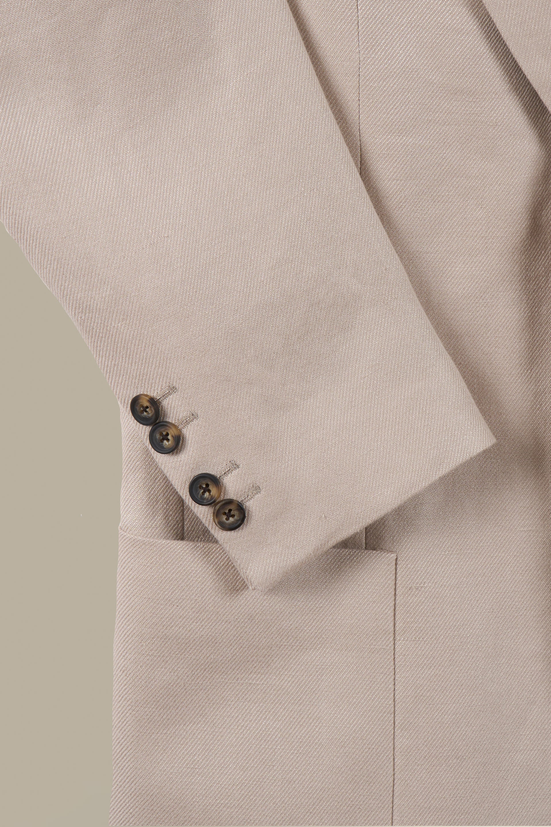 Cream Single Breasted Linen Twill Jacket