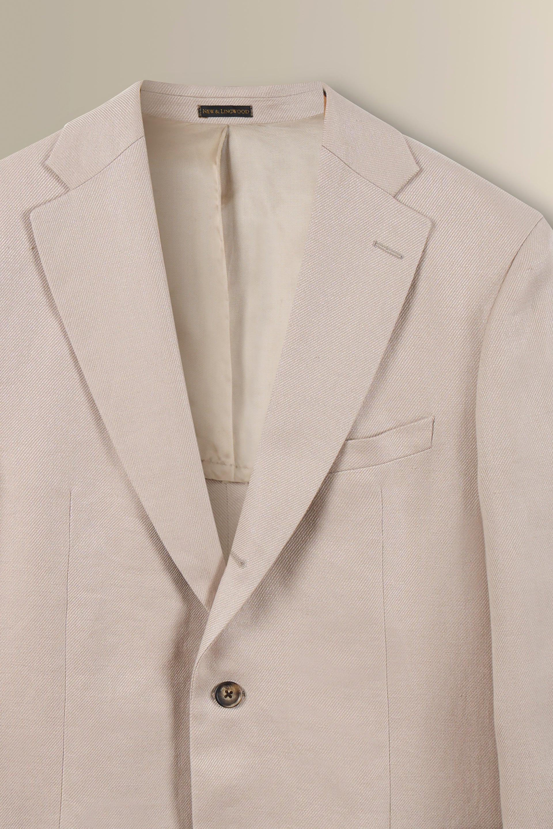 Cream Single Breasted Linen Twill Jacket