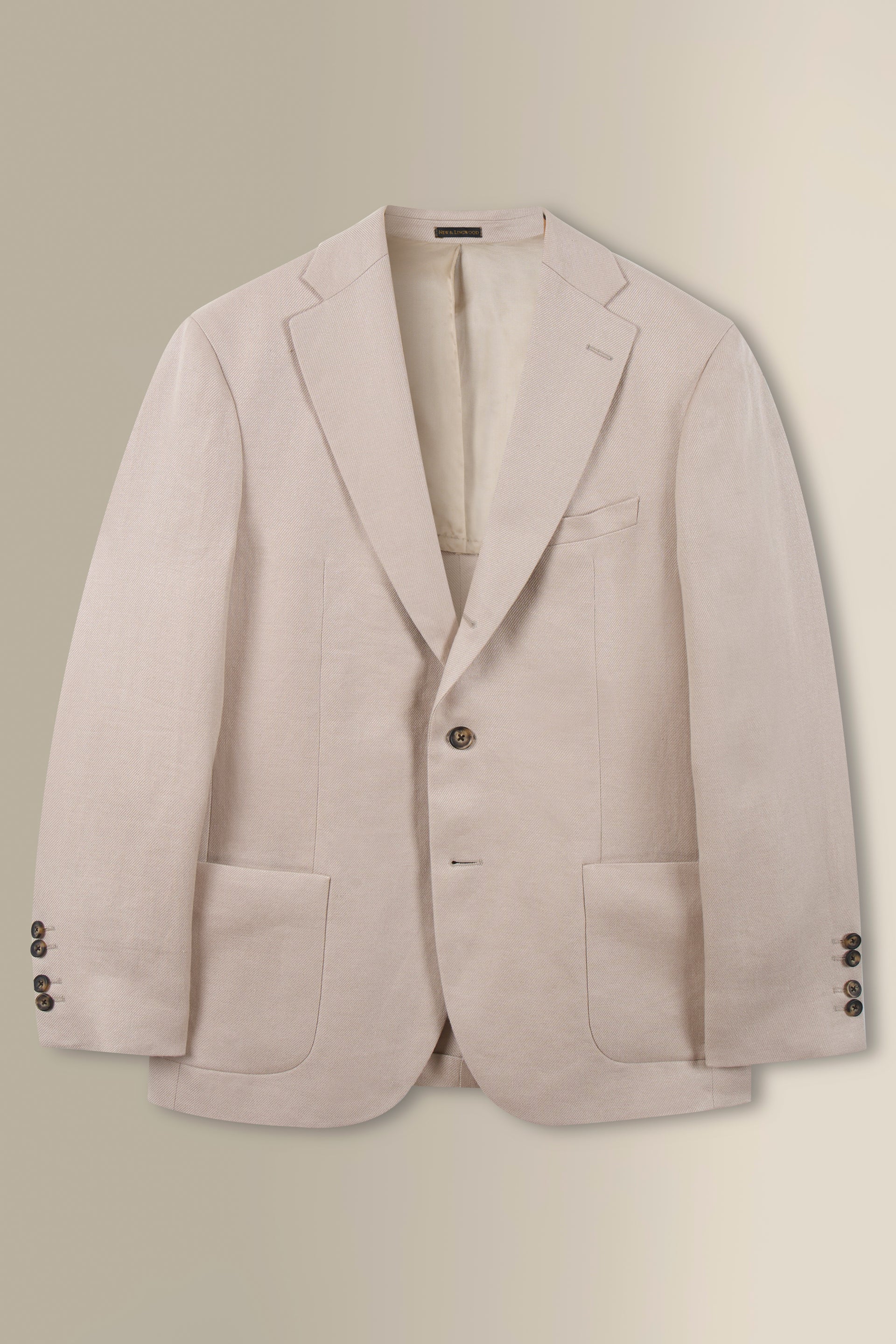 Cream Single Breasted Linen Twill Jacket