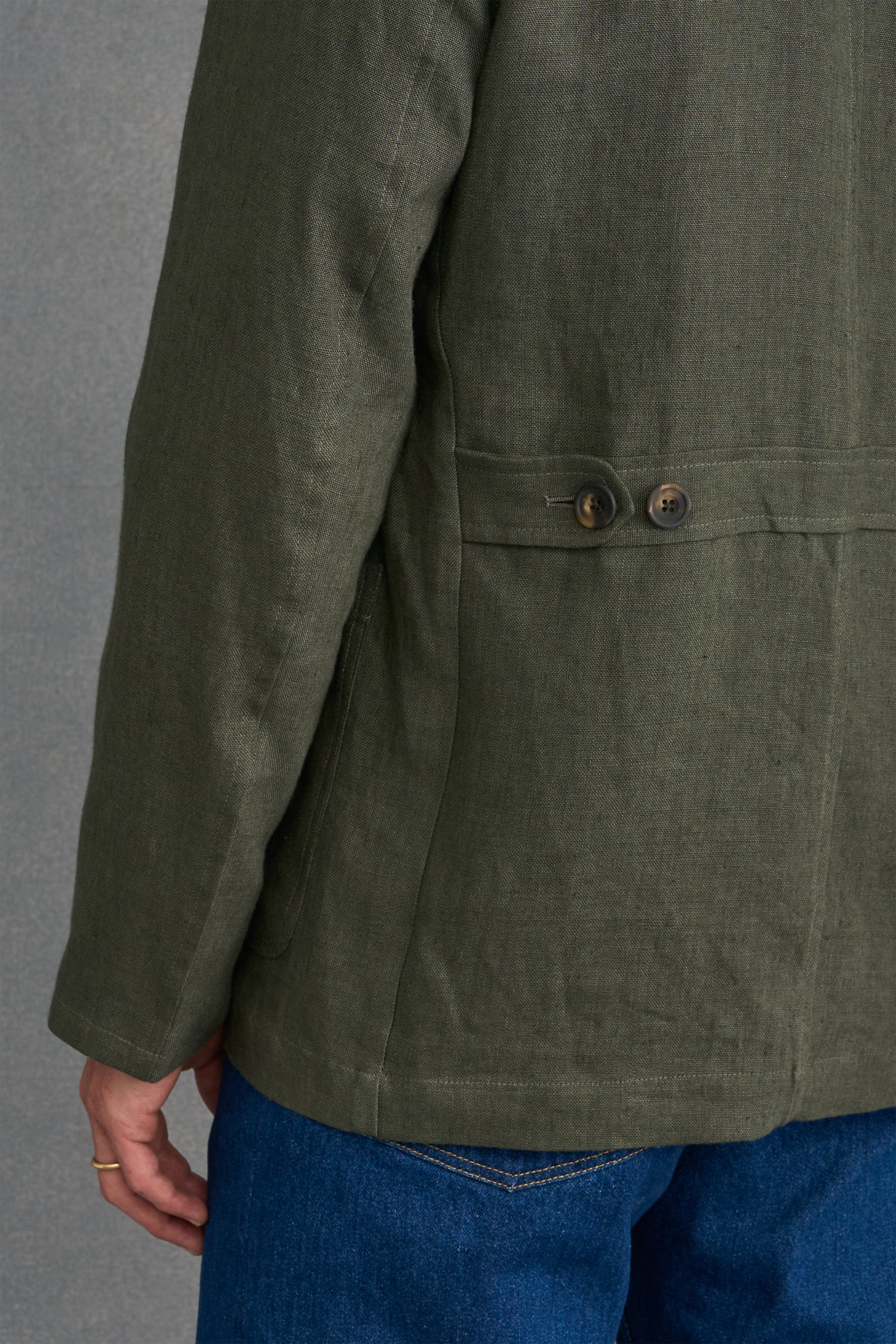 Dark Green Linen Carpenter Jacket