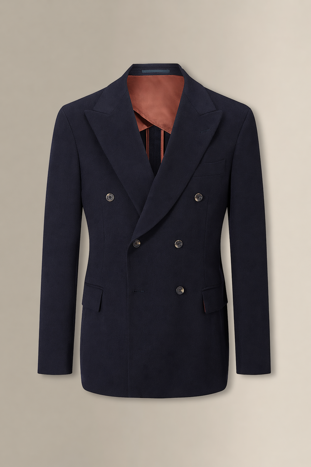 Navy Double Breasted Cashmere Jacket