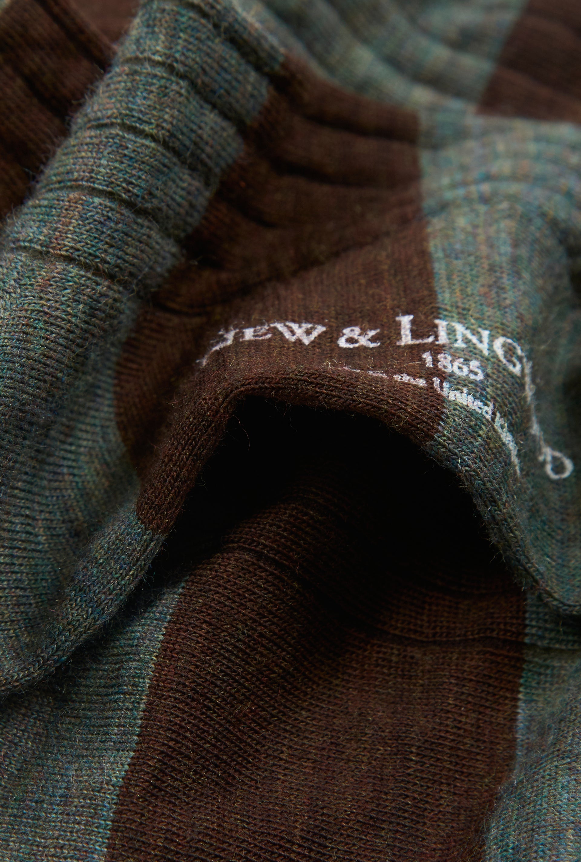Grey & Brown Stripe Long Lightweight Wool Socks