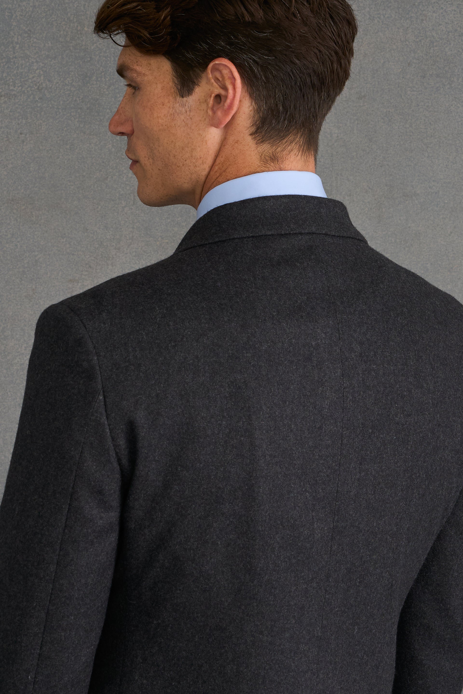Dark Grey Flannel Double Breasted Suit Jacket