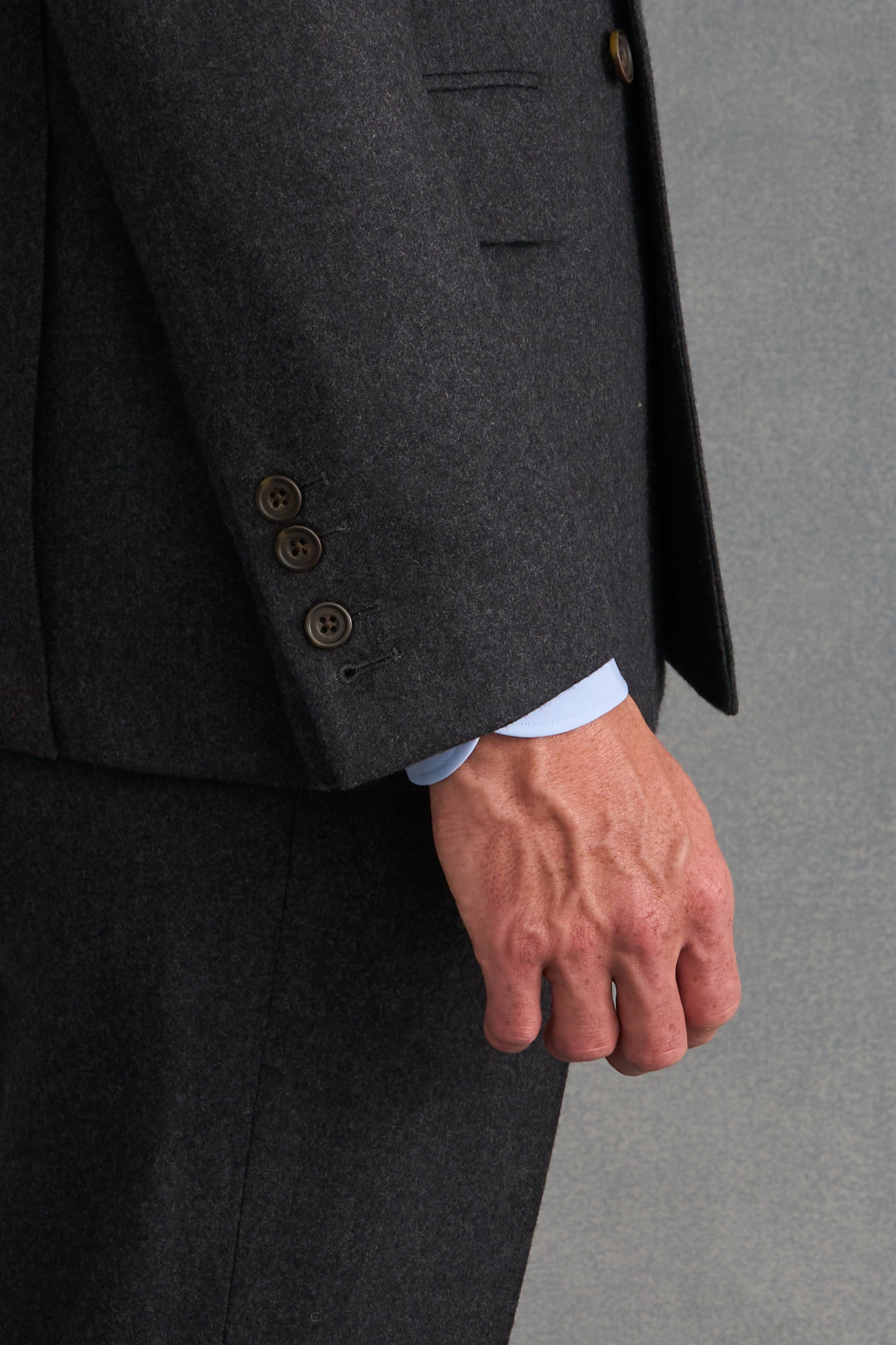 Dark Grey Flannel Double Breasted Suit Jacket