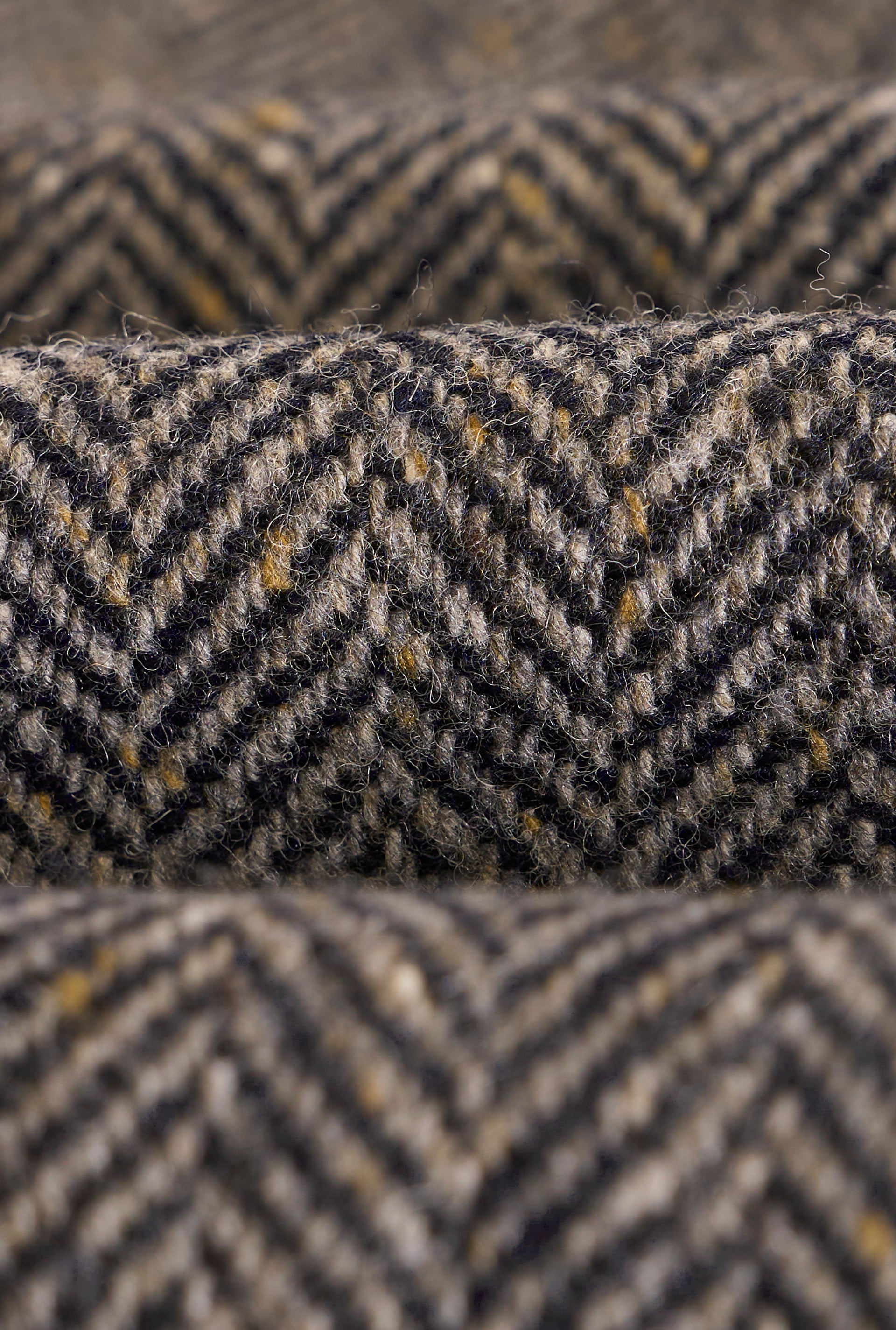 Grey Herringbone Double Breasted Wool Overcoat