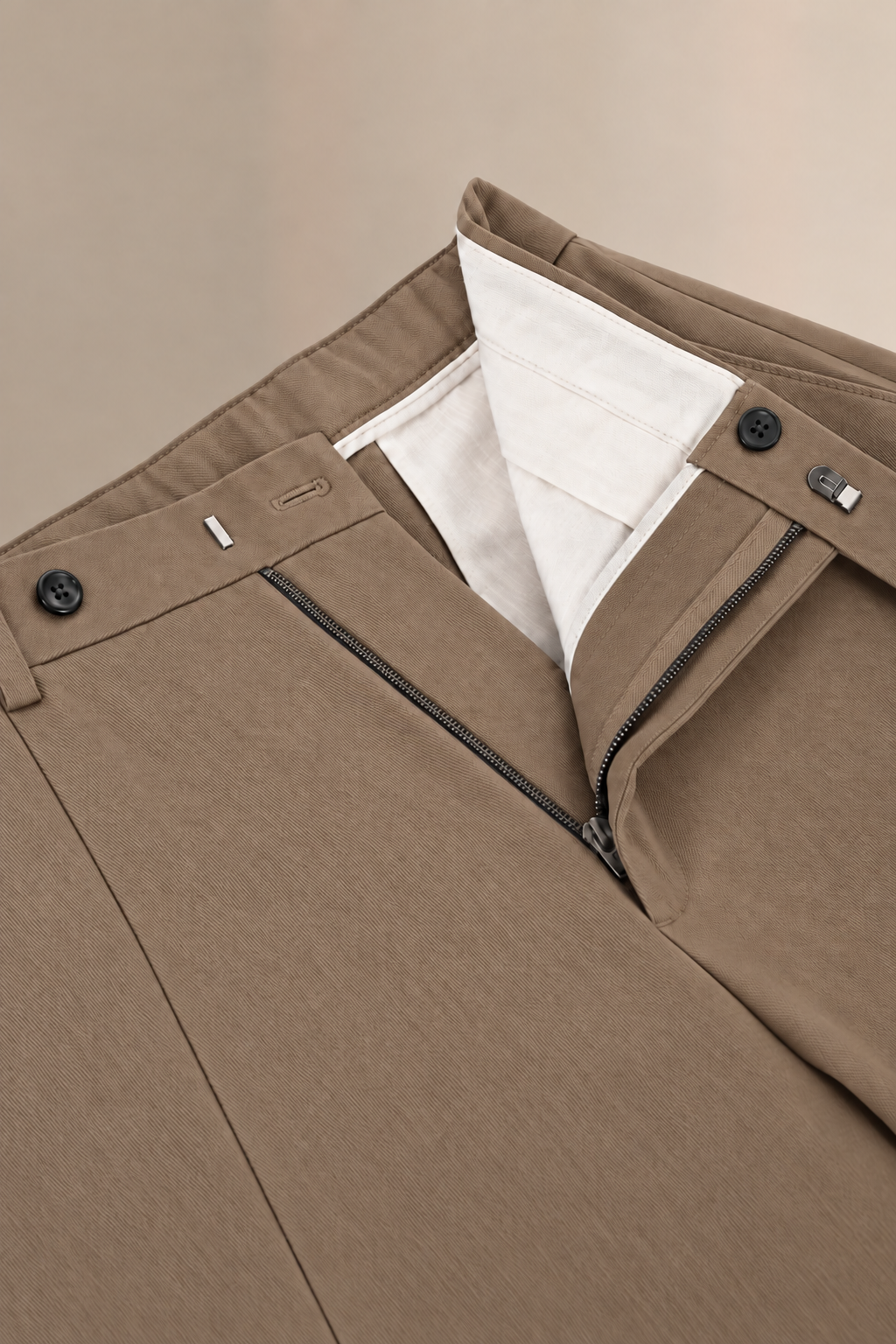 Tan Flat Front Winter Chinos