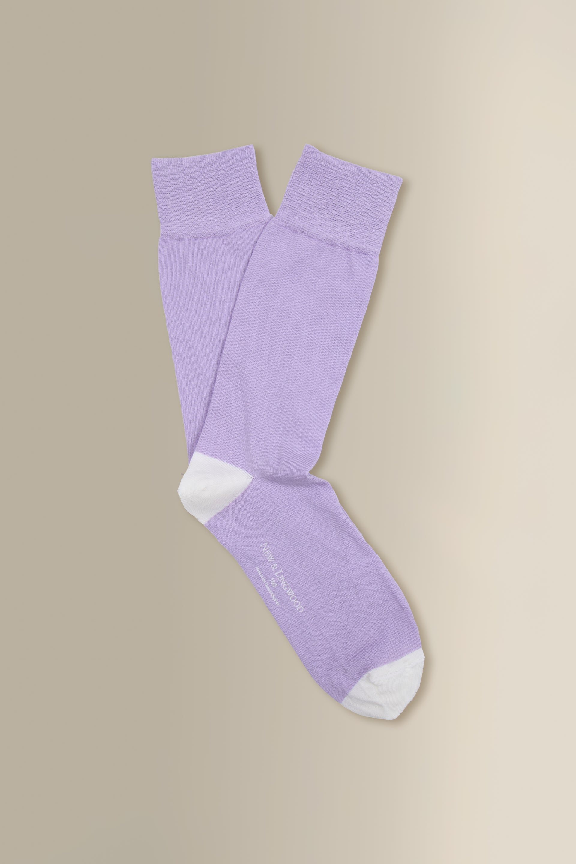 Lilac & Cream Heel Toe Mid Calf Cotton Socks