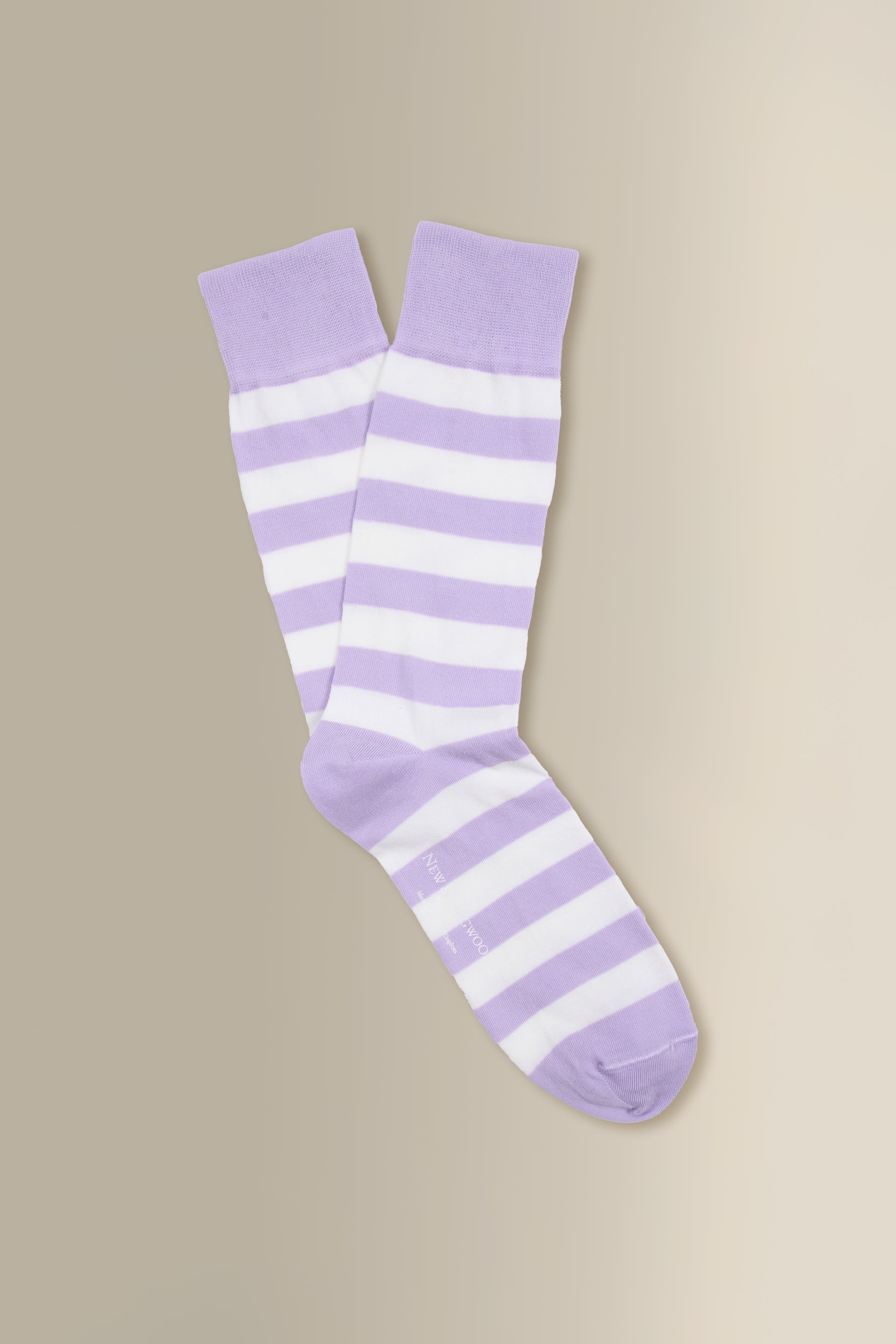 Lilac & Cream Stripe Mid Calf Cotton Socks