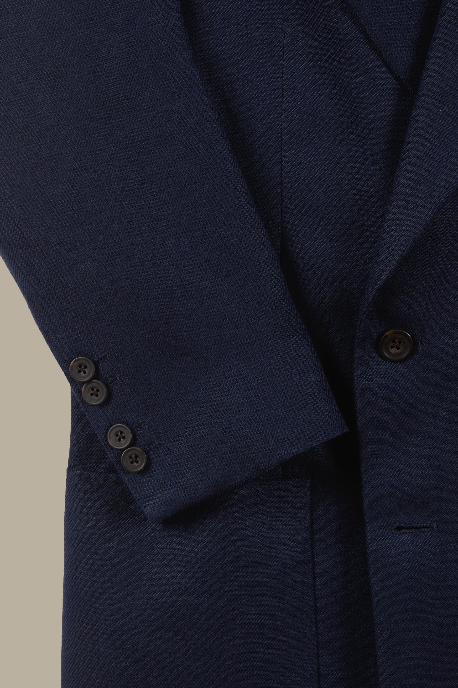 Navy Double Breasted Linen Twill Jacket