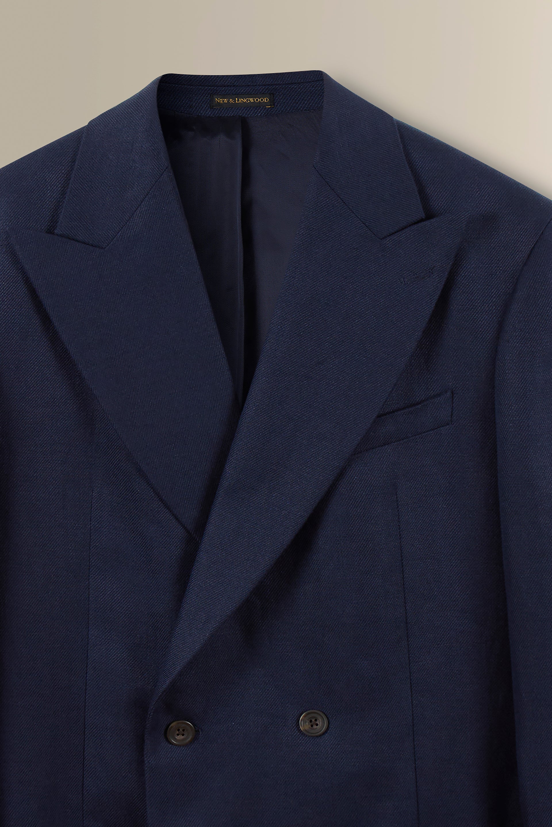 Navy Double Breasted Linen Twill Jacket