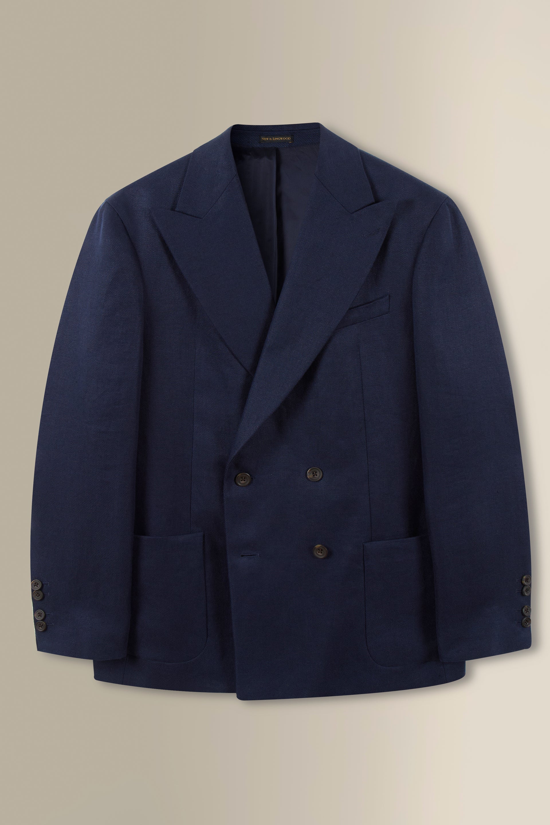 Navy Double Breasted Linen Twill Jacket
