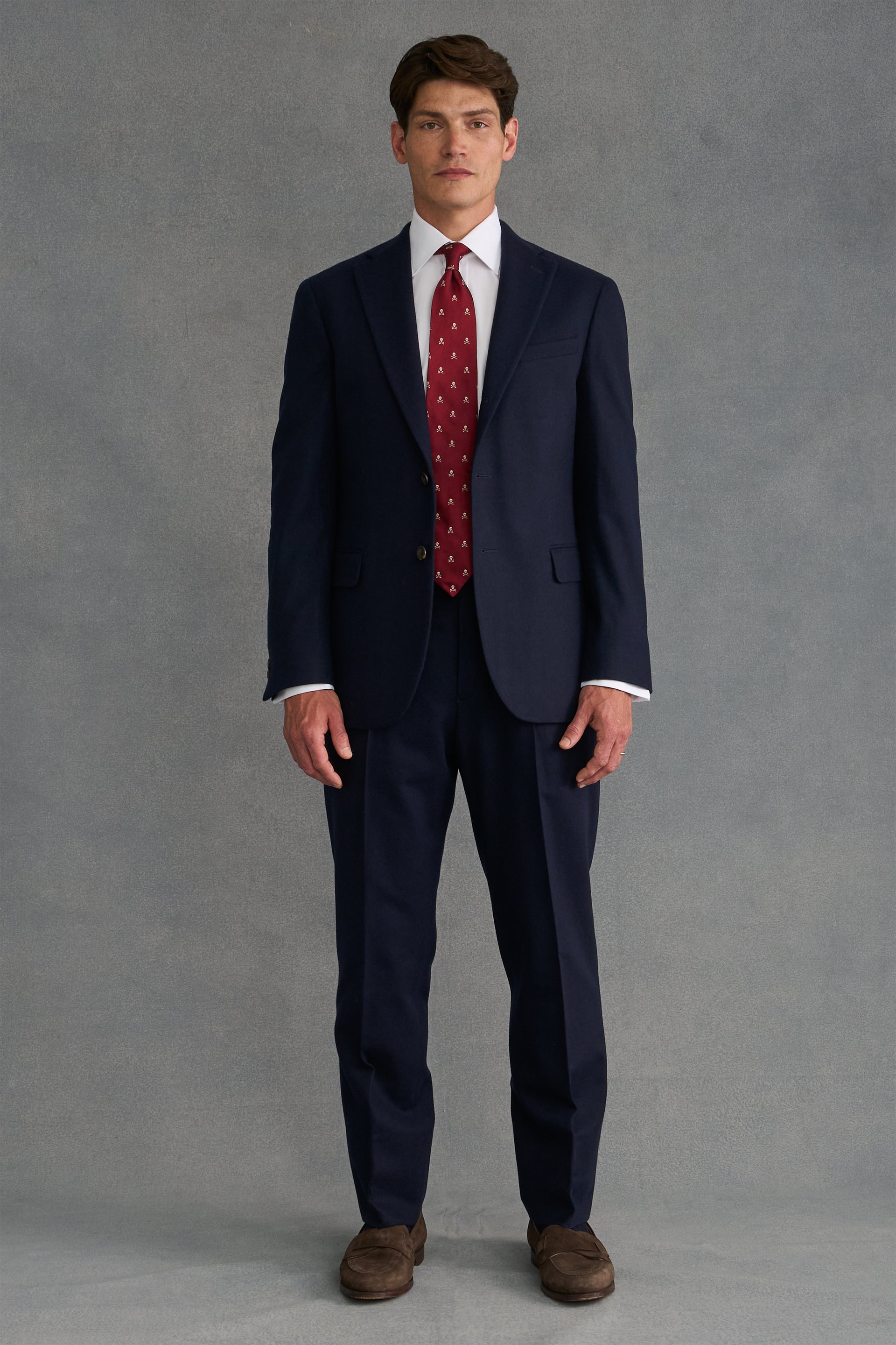Navy Flannel Single Breasted Suit Jacket