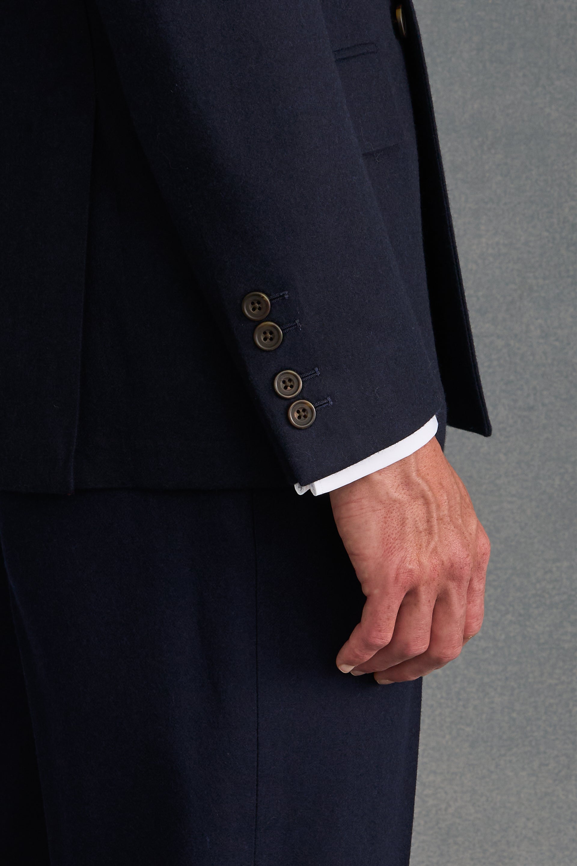Navy Flannel Single Breasted Suit Jacket