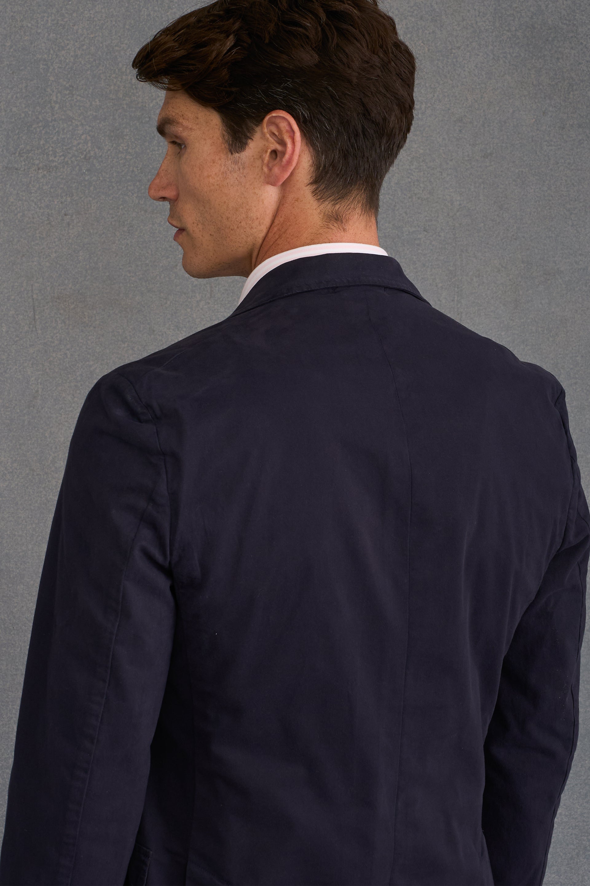 Navy Garment Dyed Single Breasted Jacket
