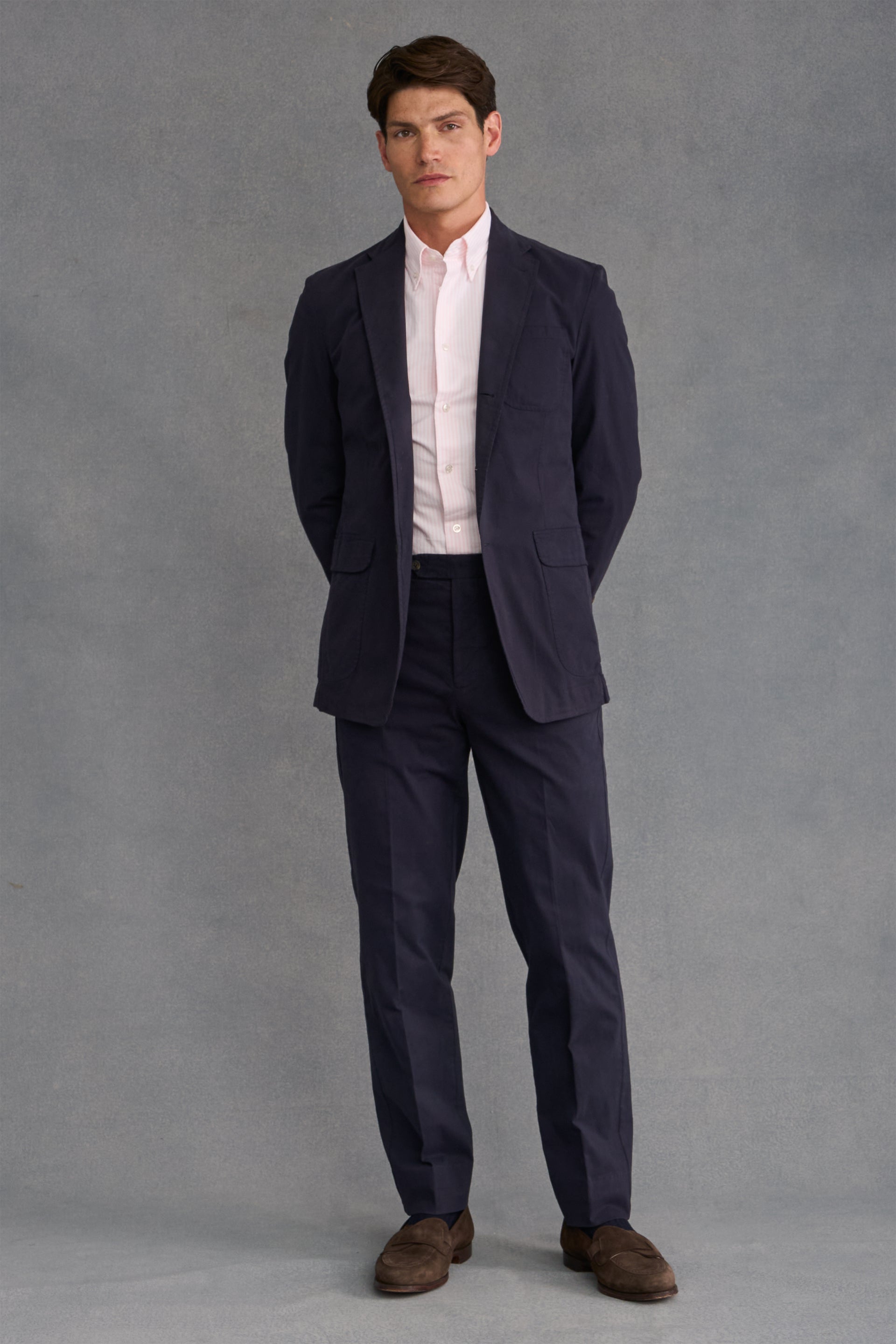 Navy Garment Dyed Single Breasted Jacket