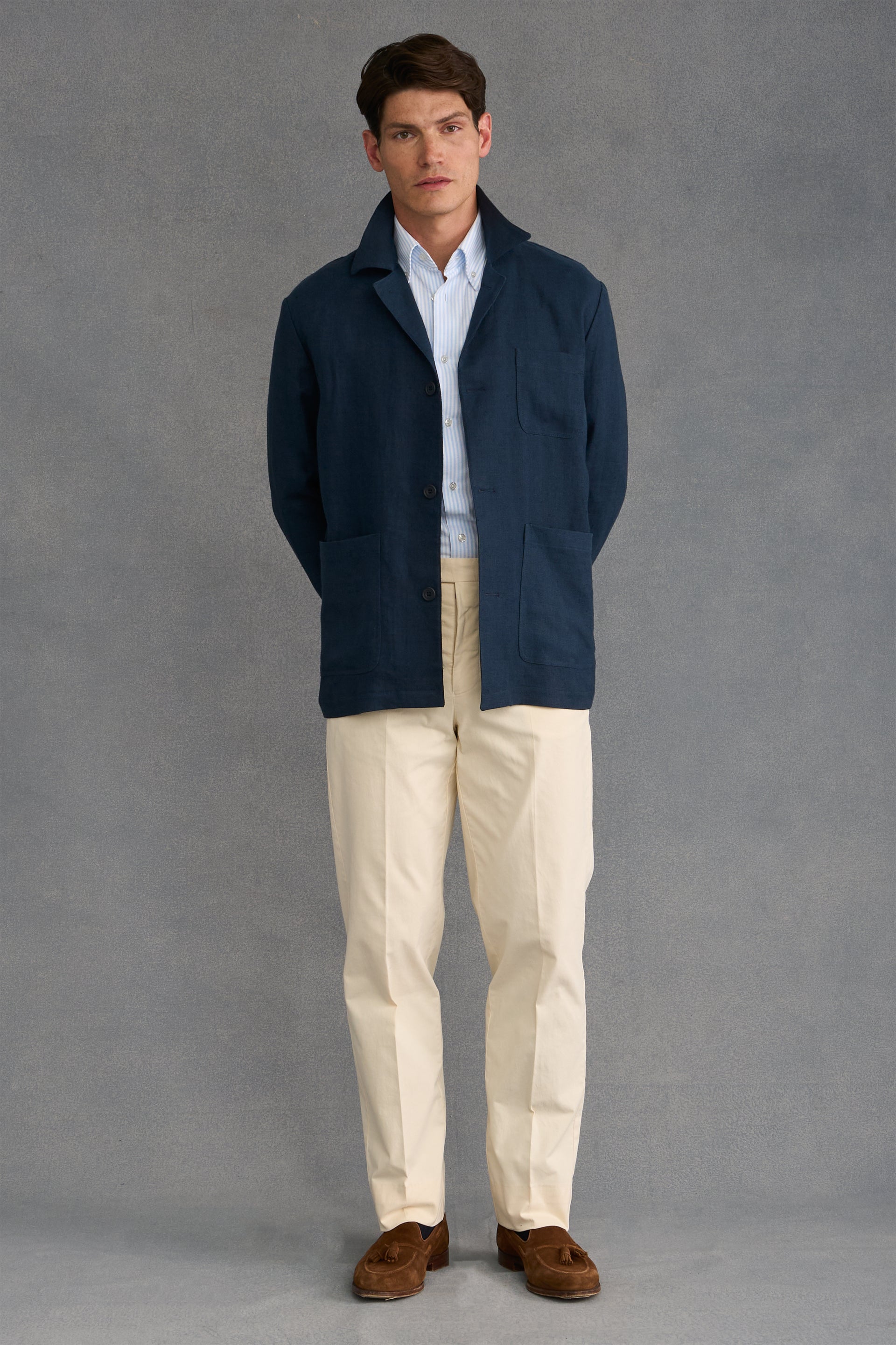 Navy Linen Carpenter Jacket