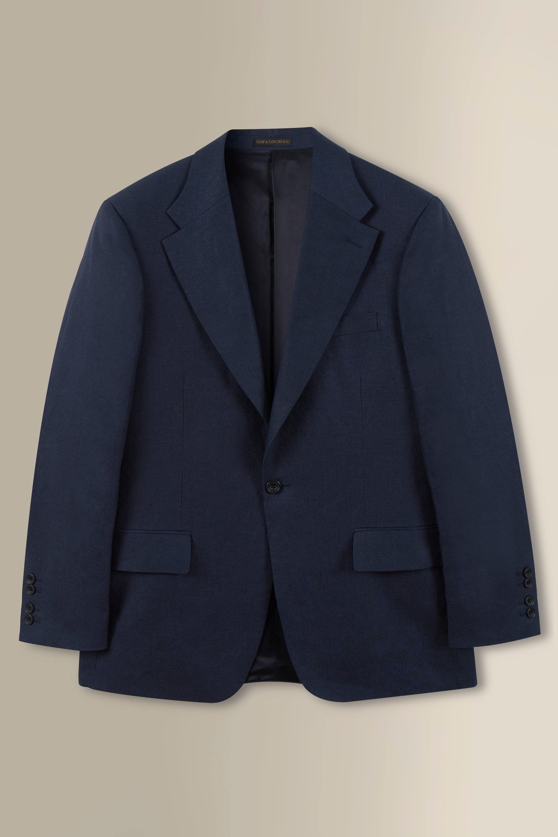 Navy Single Breasted House Cut Linen Jacket