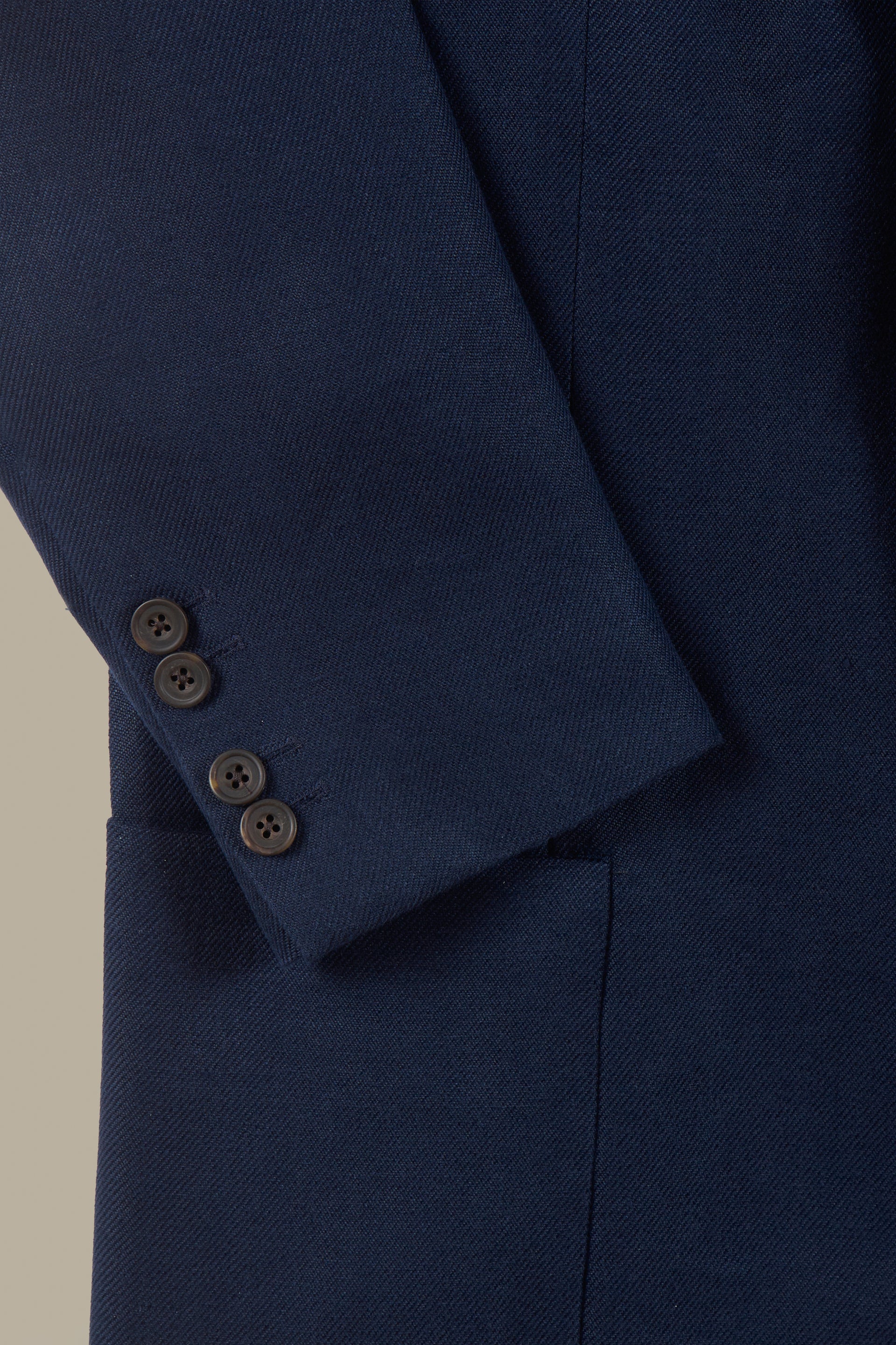 Navy Single Breasted Linen Twill Jacket