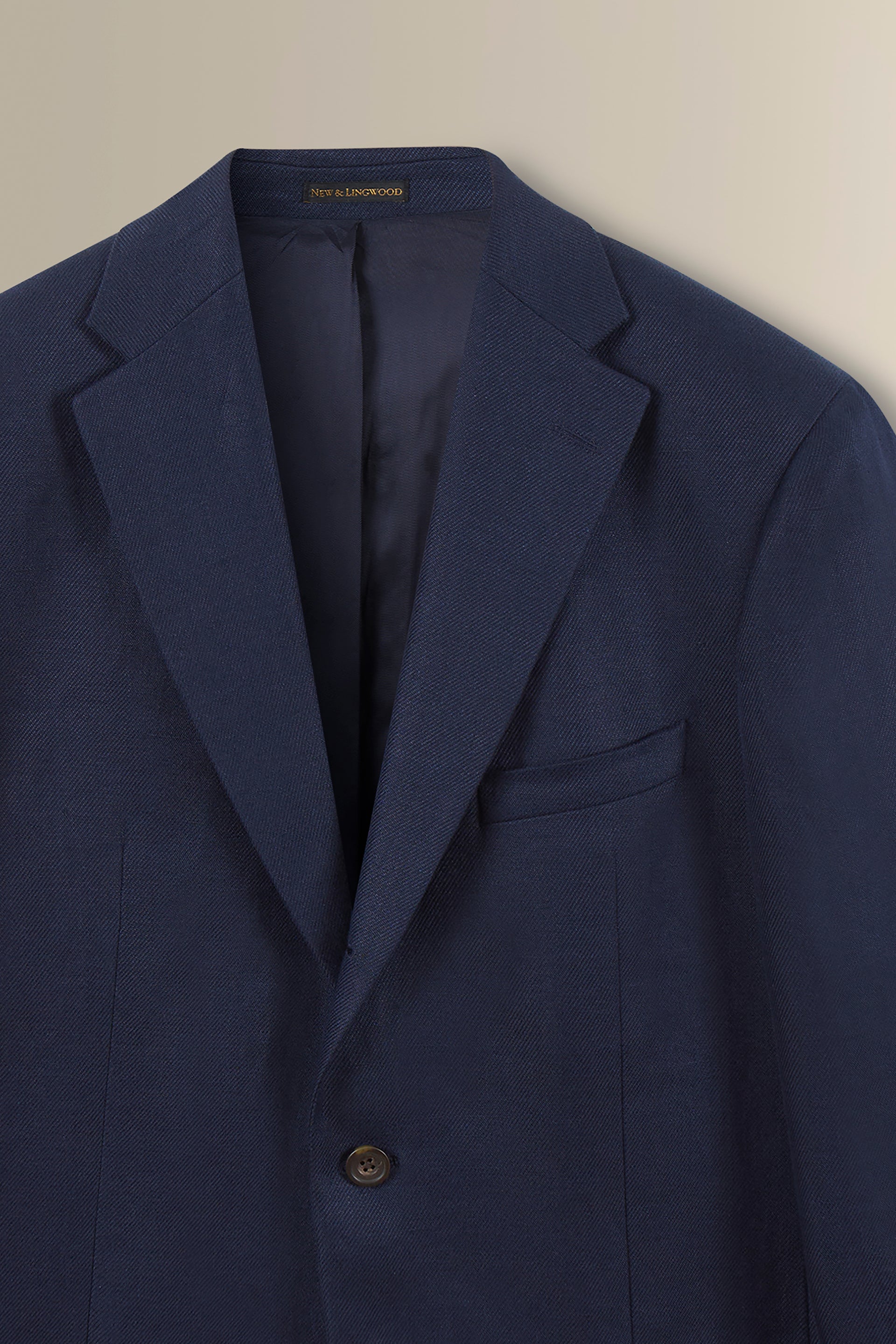 Navy Single Breasted Linen Twill Jacket