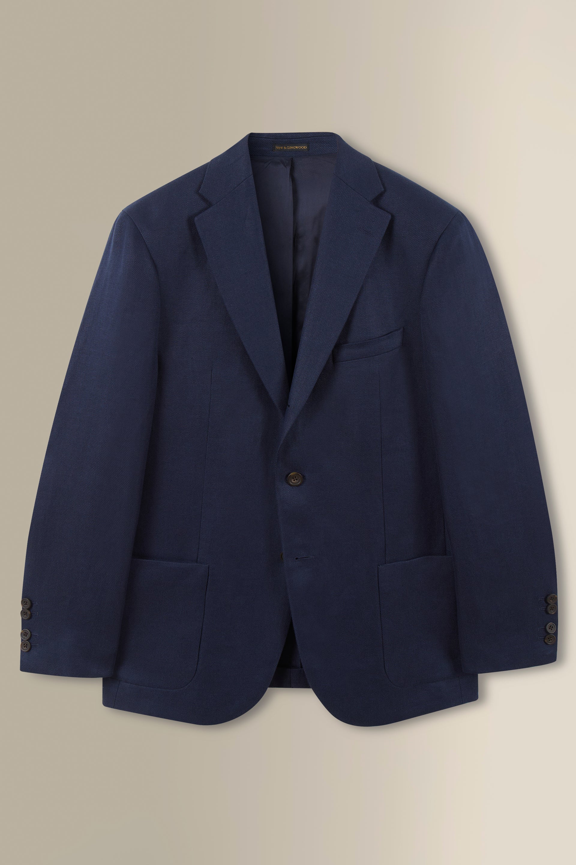 Navy Single Breasted Linen Twill Jacket