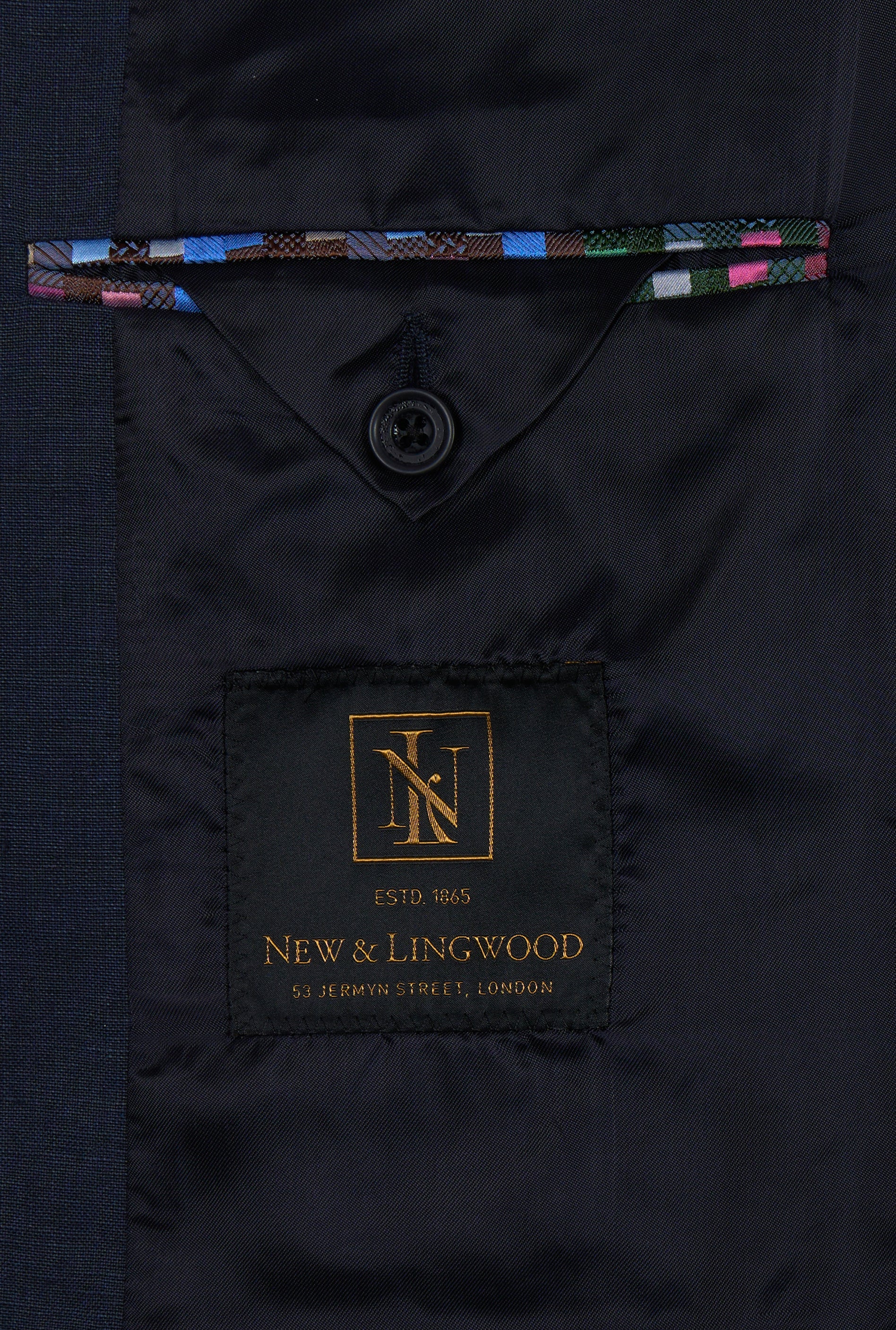Navy Single Breasted Linen Twill Jacket