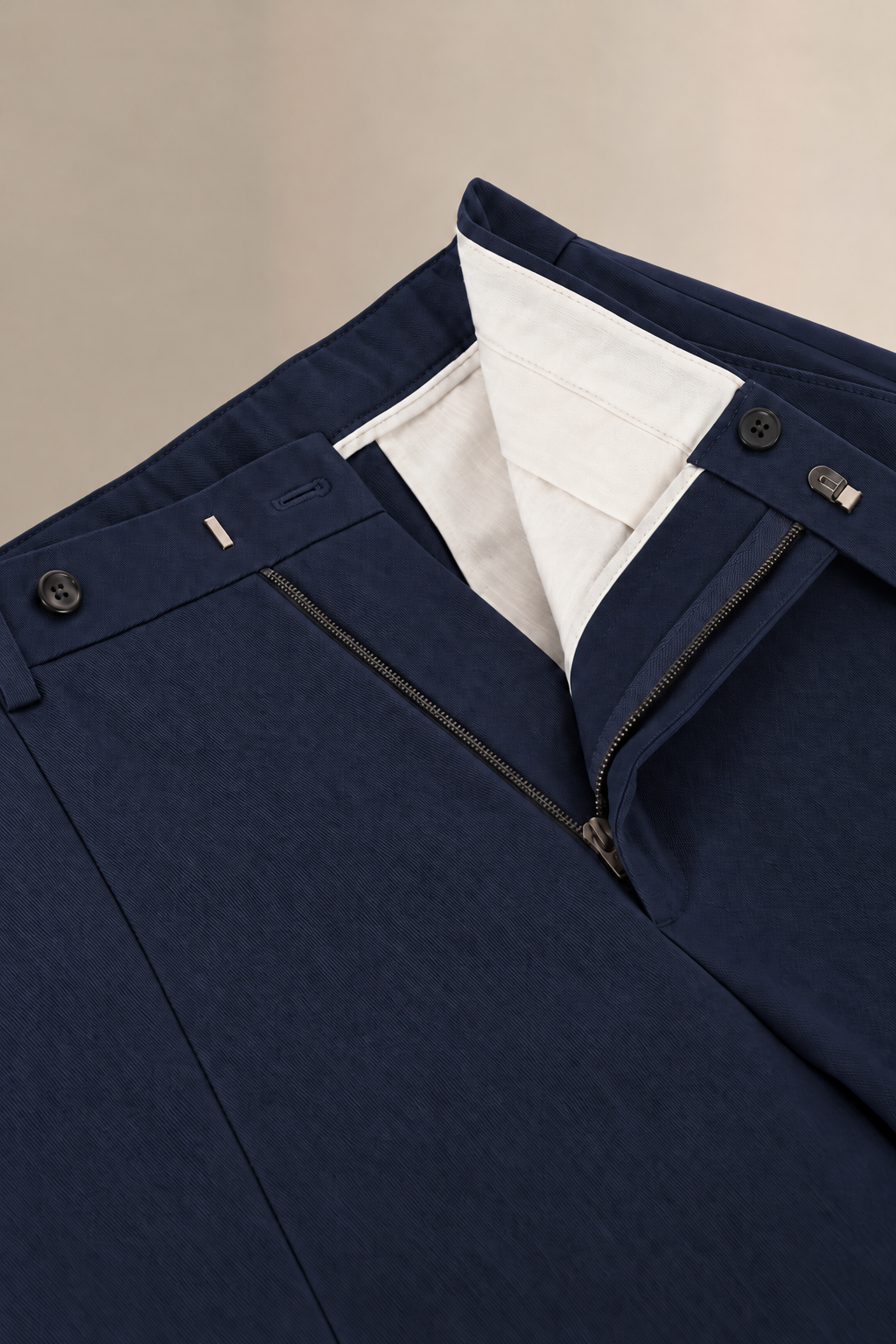 Navy Flat Front Winter Chinos
