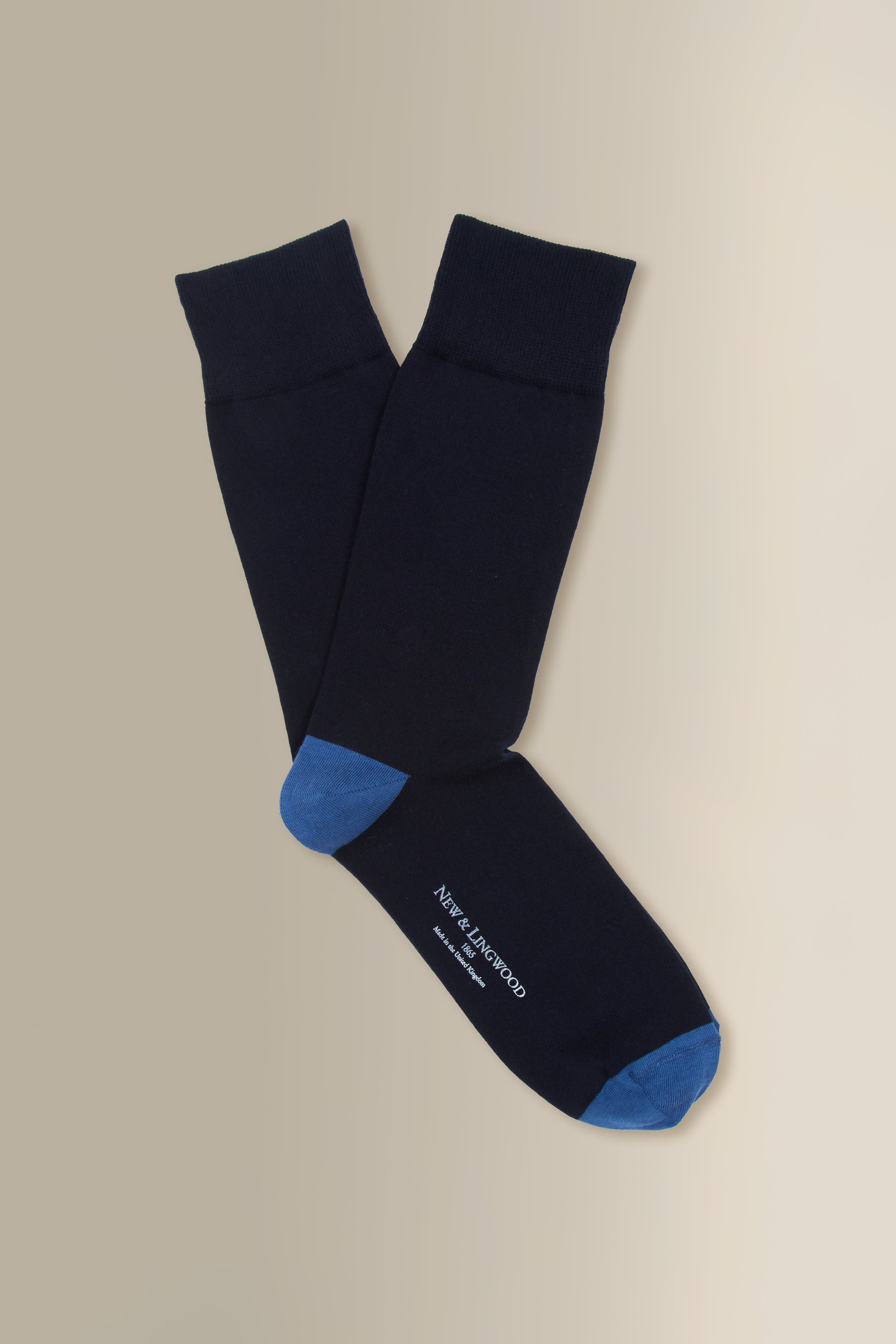 Navy & Blue Heel Toe Mid Calf Cotton Socks
