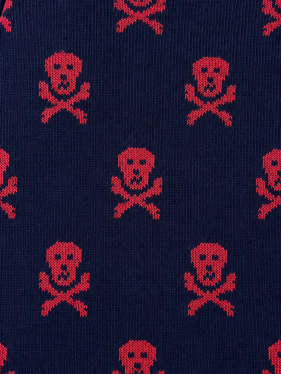 Navy & Red Heritage Skull & Crossbones Long Cotton Socks