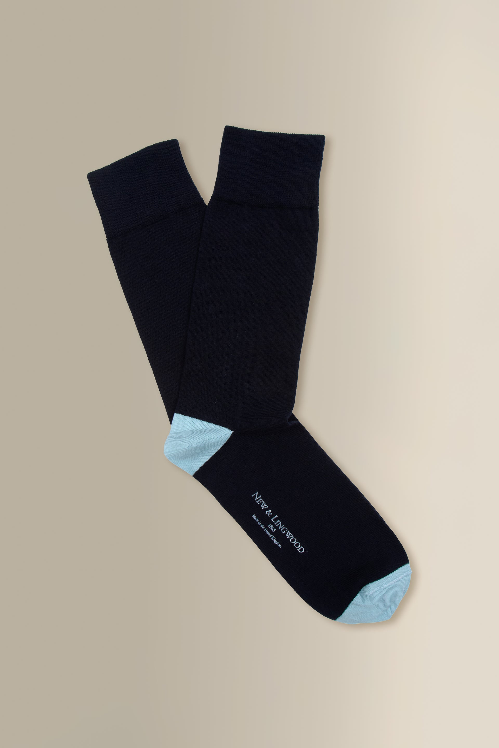 Navy & Sky Heel Toe Mid Calf Cotton Socks