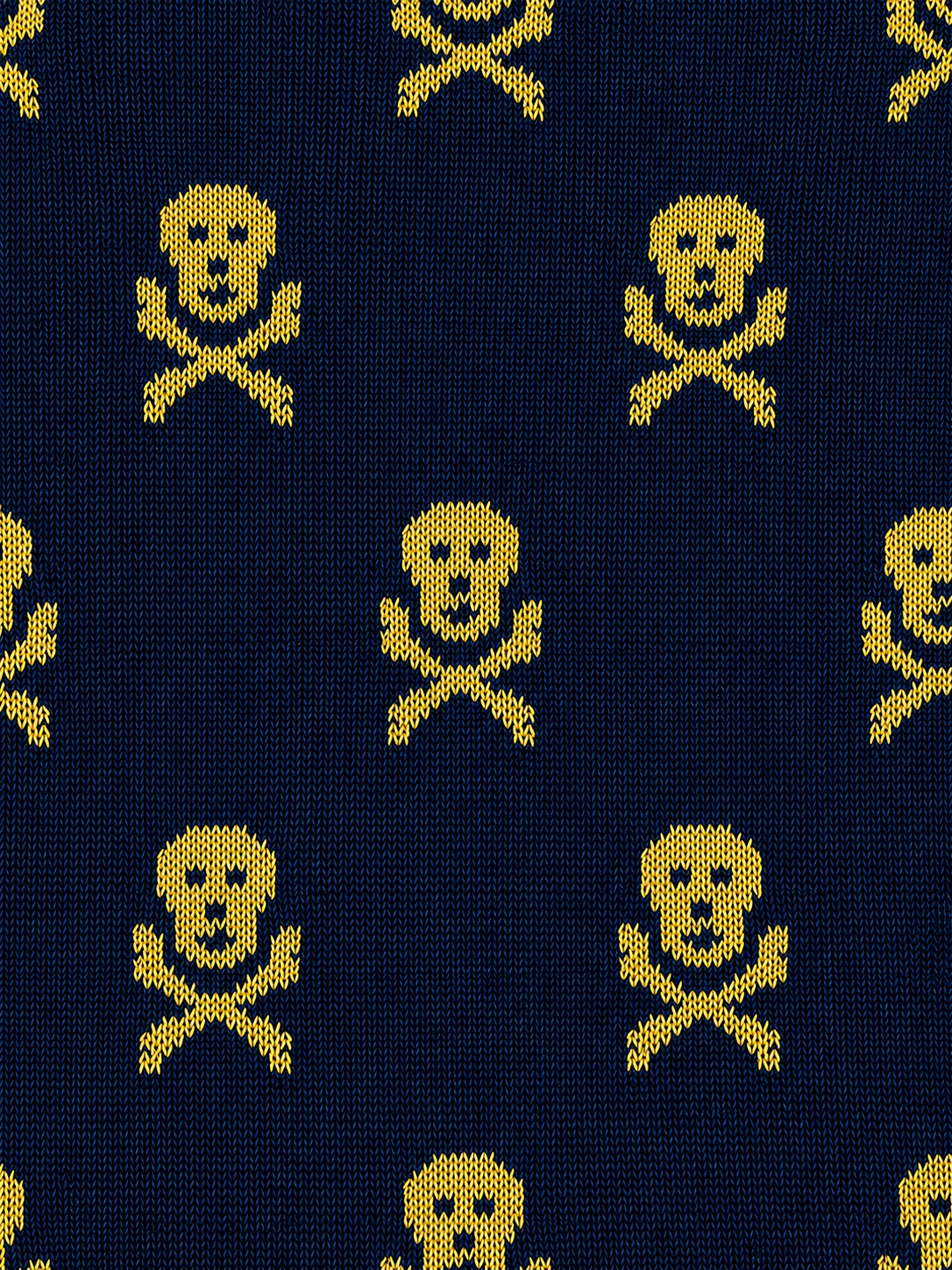 Navy & Yellow Heritage Skull & Crossbones Long Cotton Socks