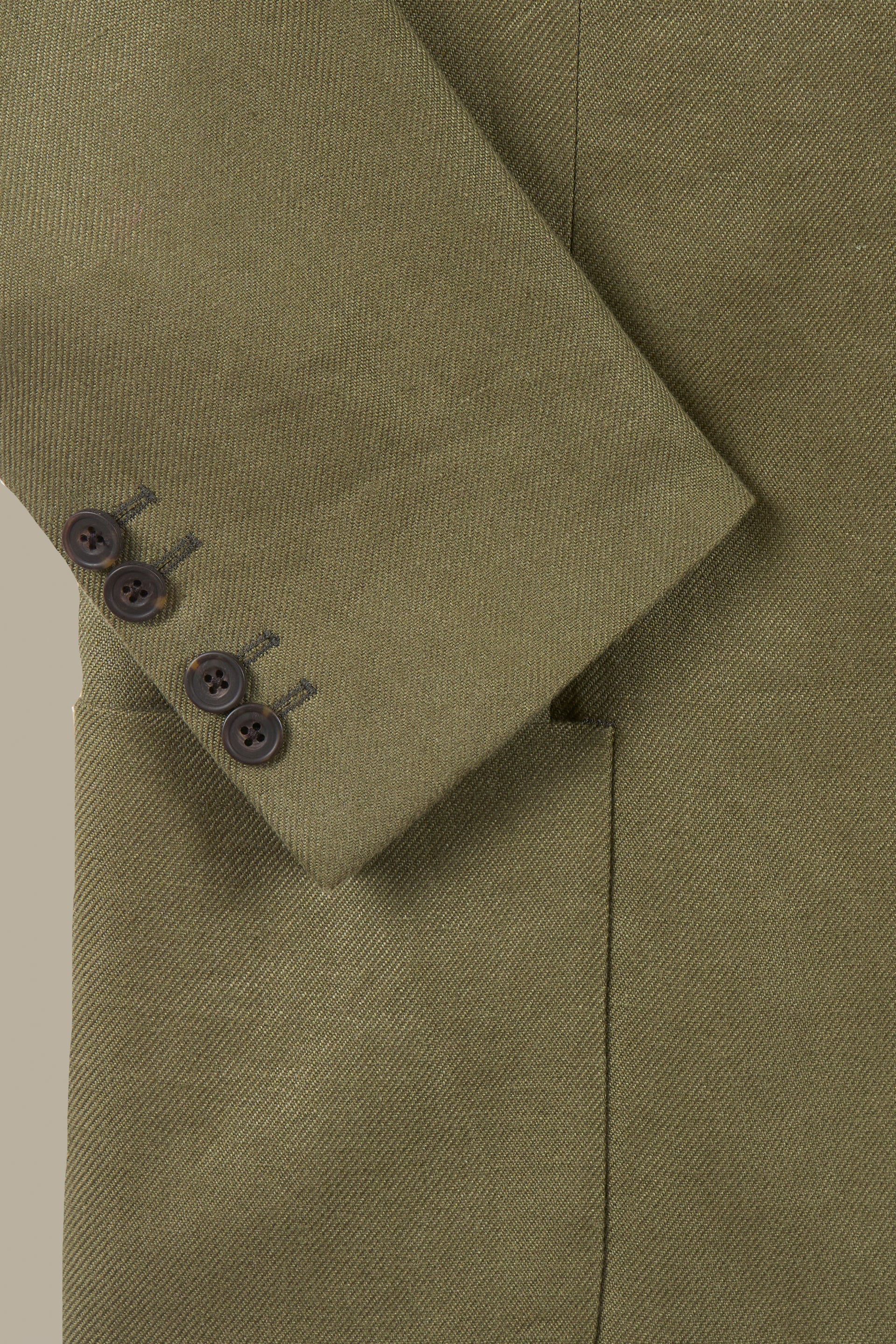 Green Single Breasted Linen Twill Jacket