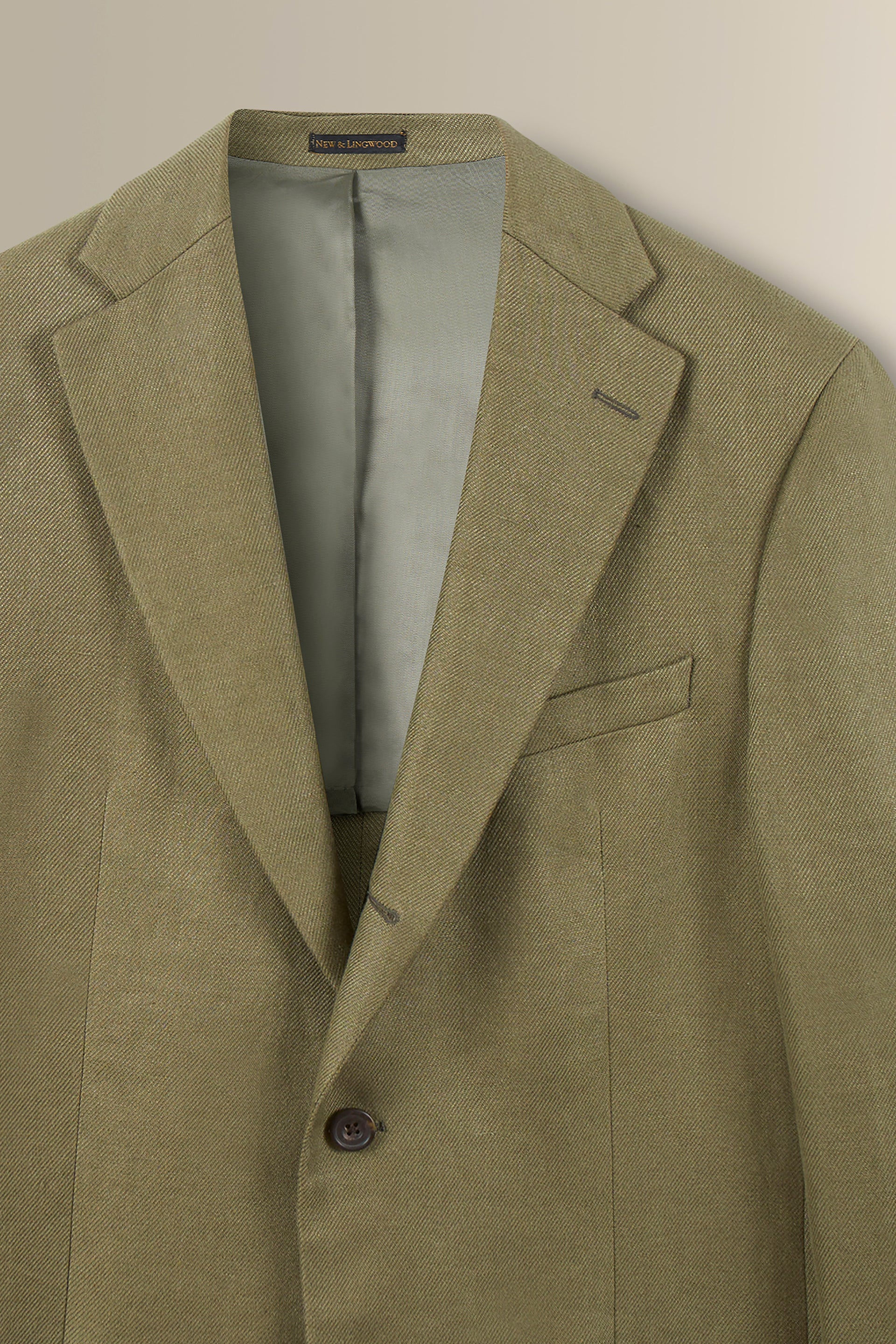 Green Single Breasted Linen Twill Jacket