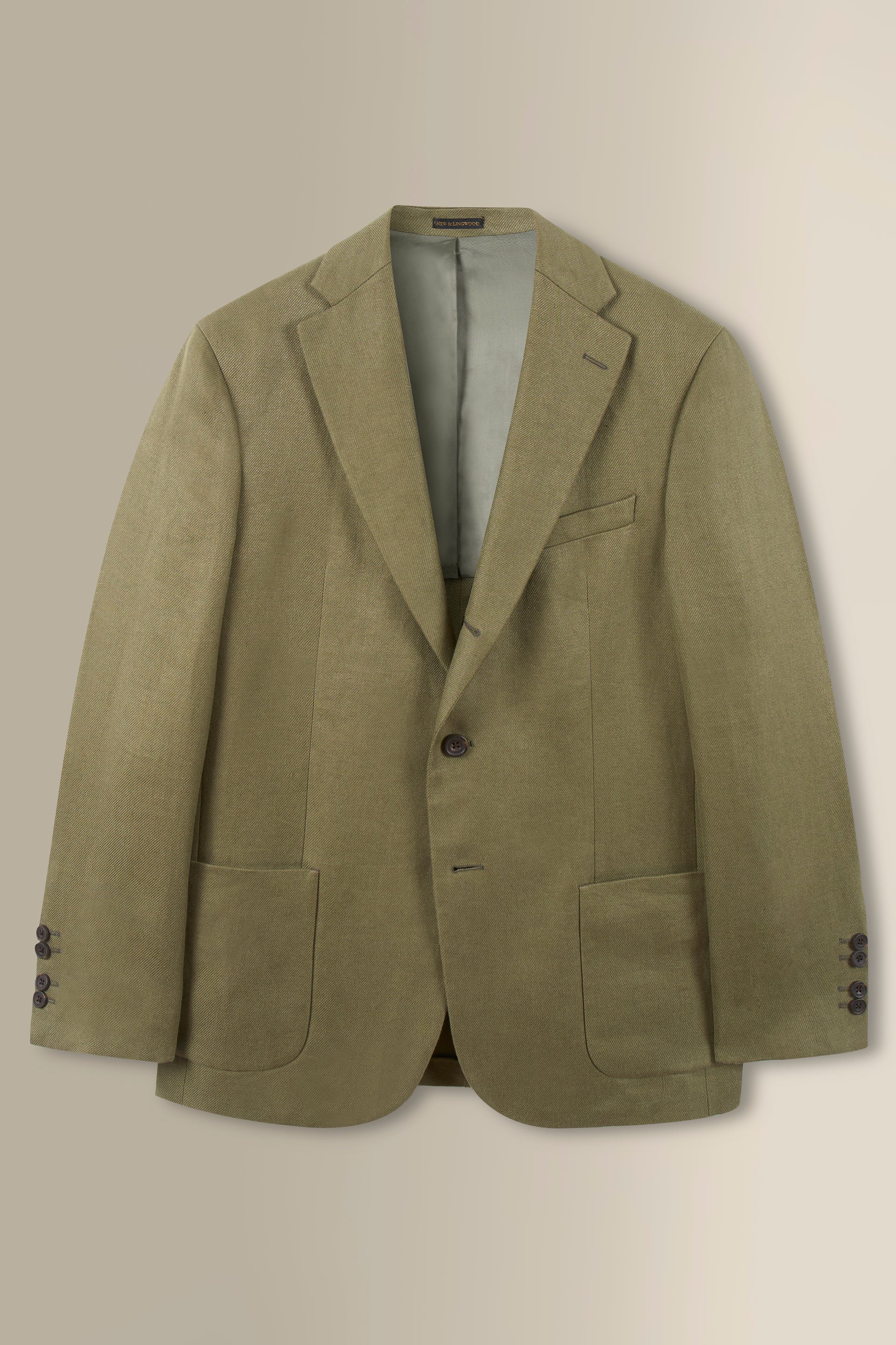 Green Single Breasted Linen Twill Jacket